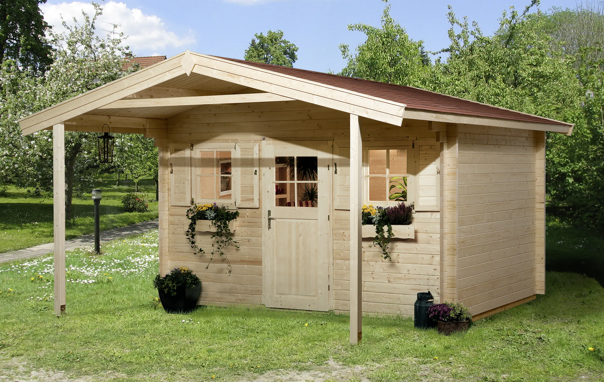 Weka Gartenhaus Weekendhaus Eirik A 380 x 580 cm natur mit Fußboden