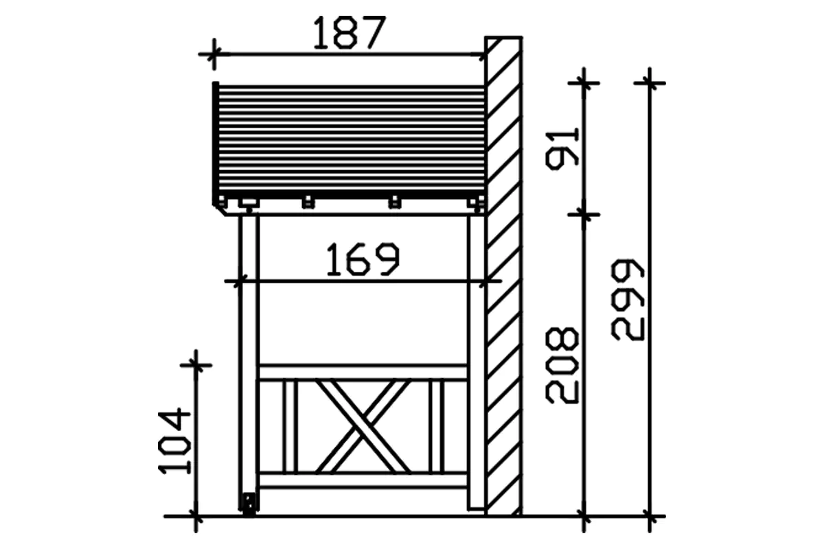 SKAN HOLZ Vordach Stralsund Typ 7 360 x 187 cm, natur