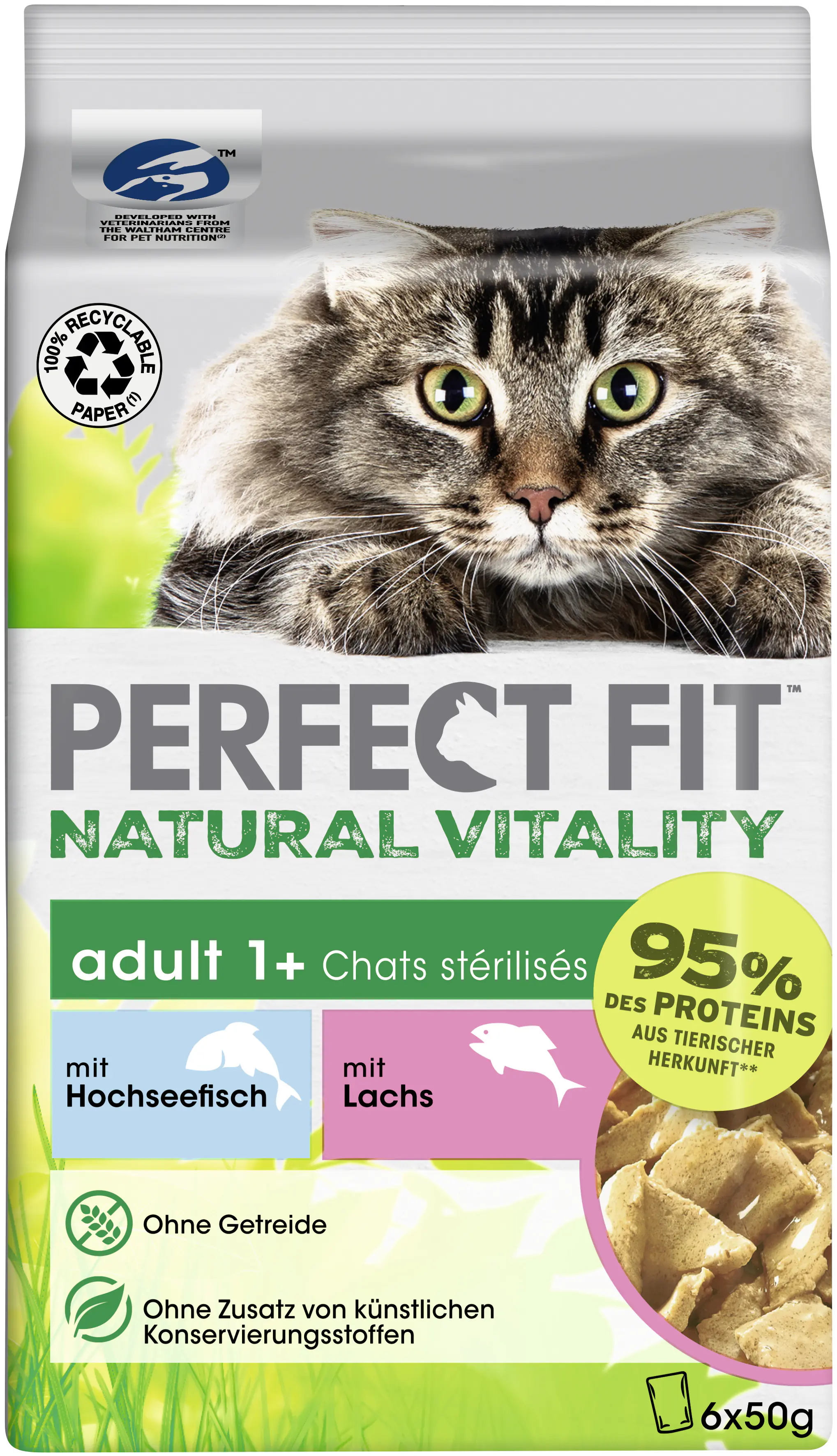 Perfect Fit Natural Vitality 1+ Hochseefisch & Lachs Katzenfutter 6 x 50g