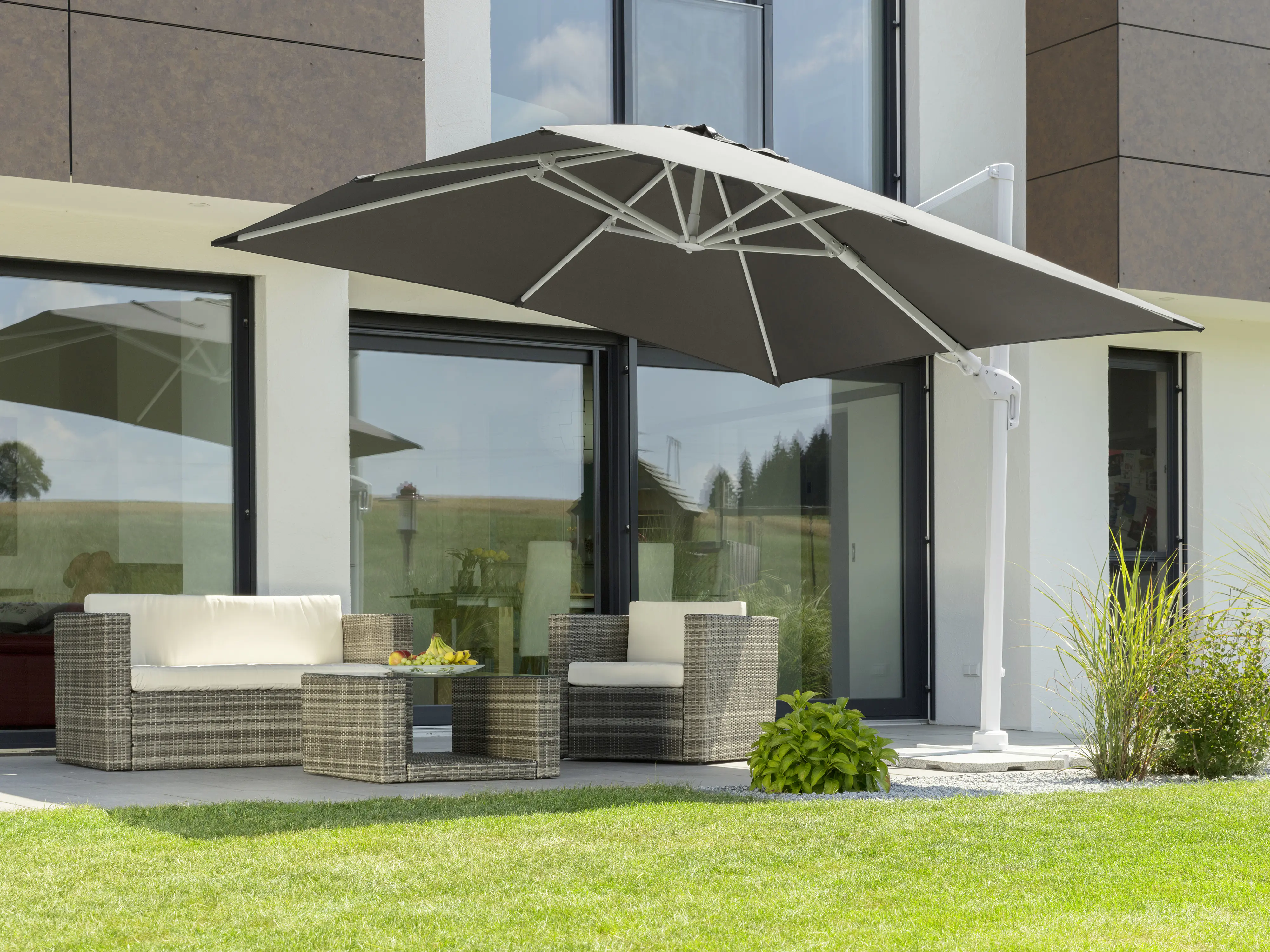Schneider Sonnenschirm Rhodos Twist Bianco anthrazit 300 x 300 cm Schneider Sonnenschirm Rhodos Twist Bianco anthrazit 300 x 300 cm