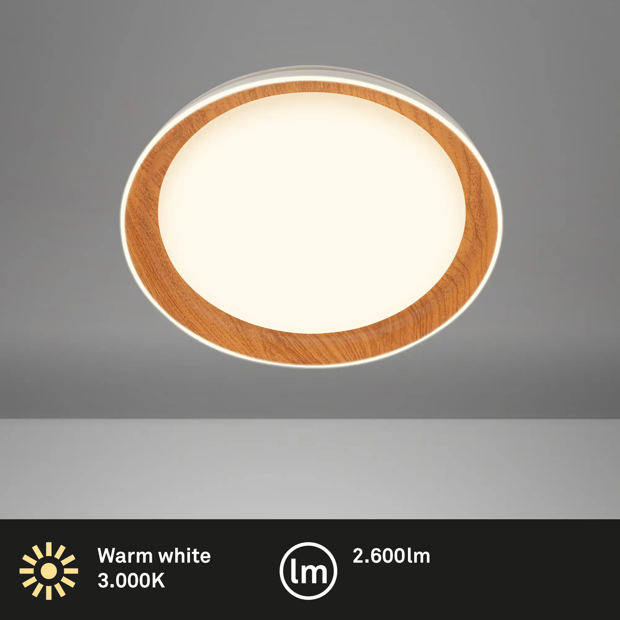 Di-Ka LED Deckenleuchte Frame 24W, 2600lm, 3000K, Holz, weiß