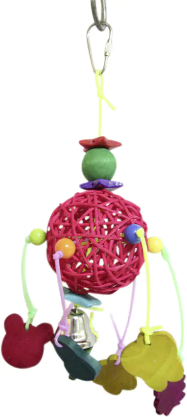 Ollesch Vogelspielzeug 28 cm Ball mit Anhänger und Glocke bunt