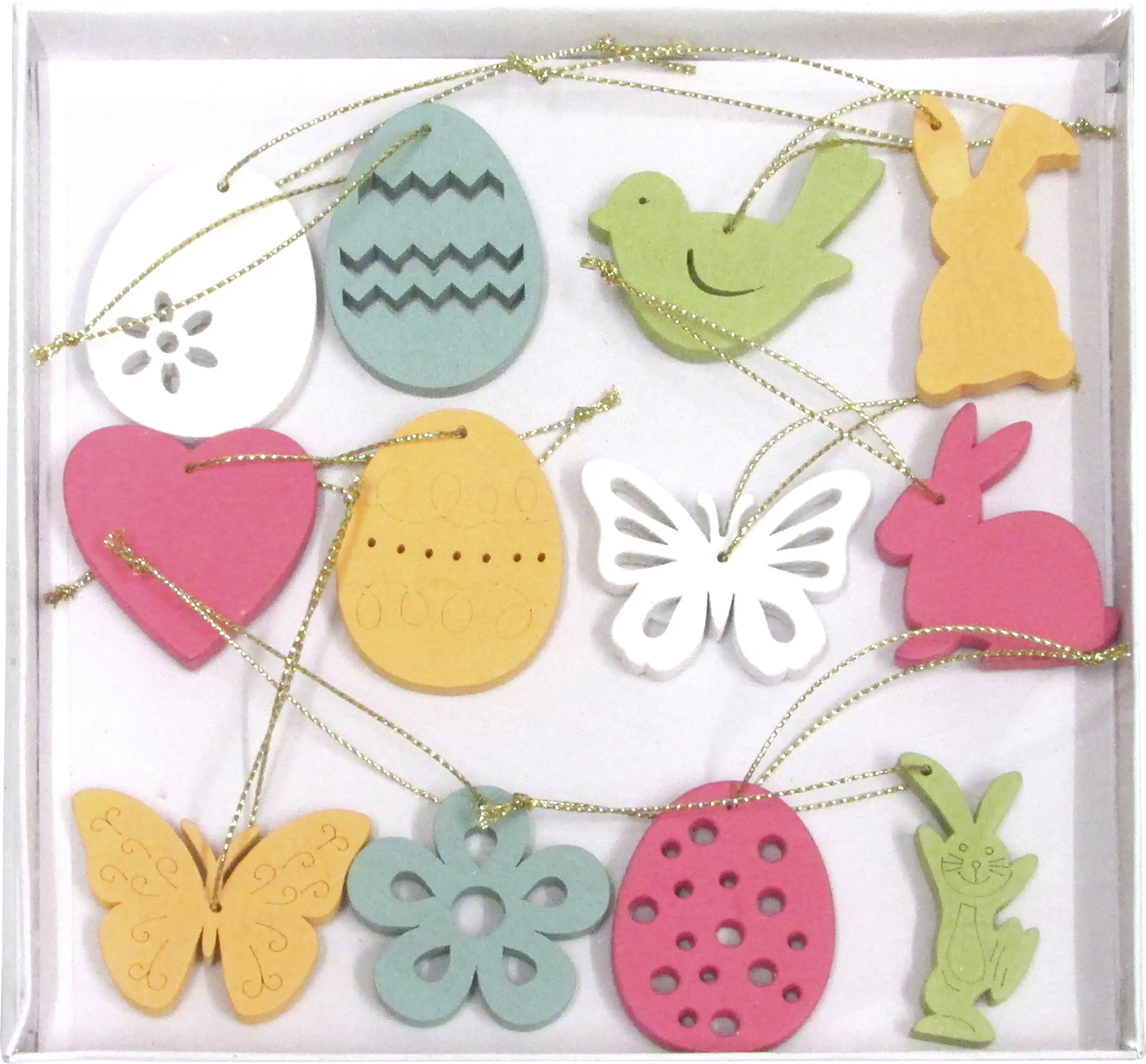 Dekohänger Ostermotive Holz 2,5 cm 12 Stück bunt