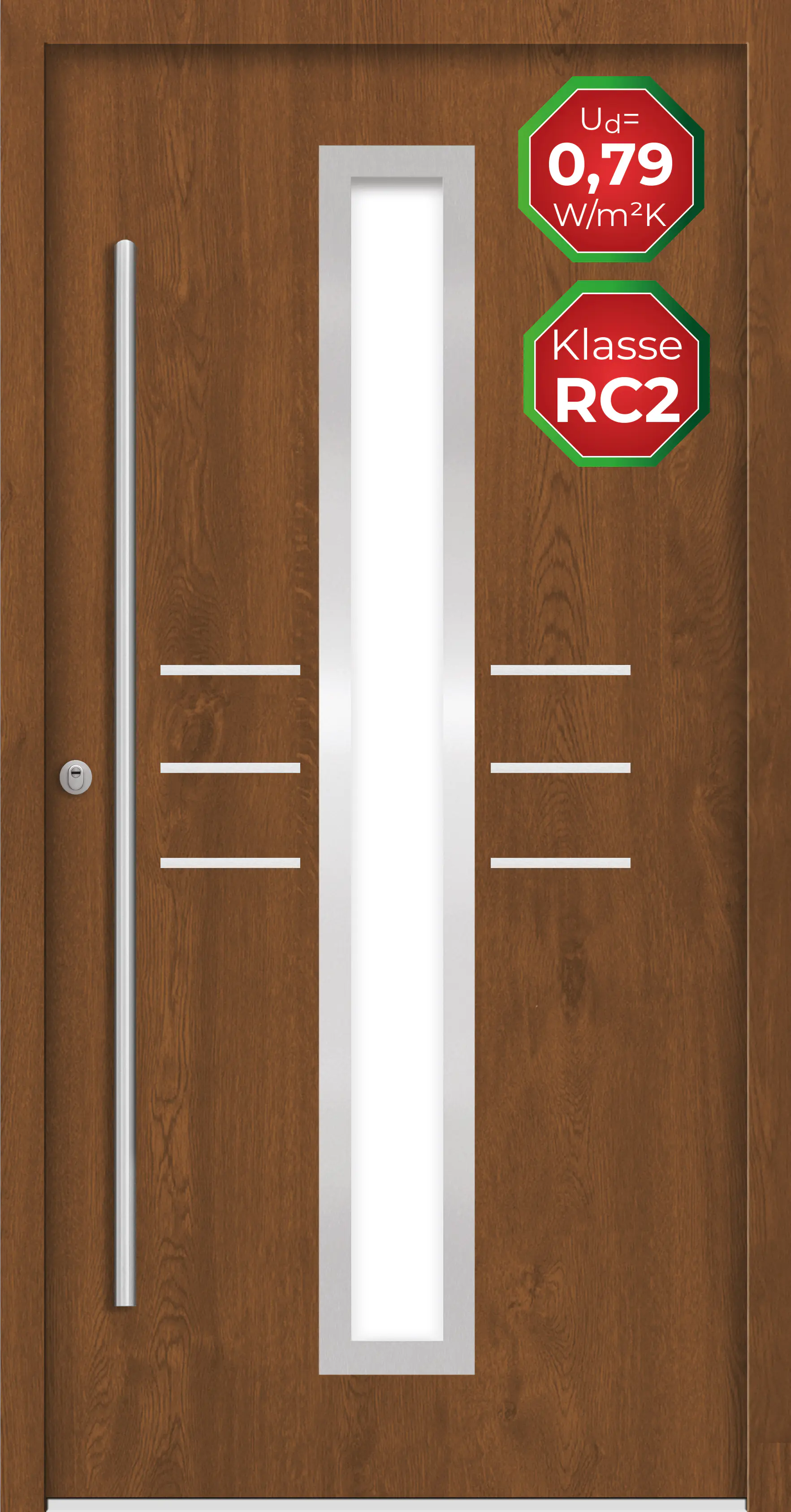 Splendoor Haustür Passivedoor Premium B07 RC2 Golden Oak DIN Links 110 x 210 cm