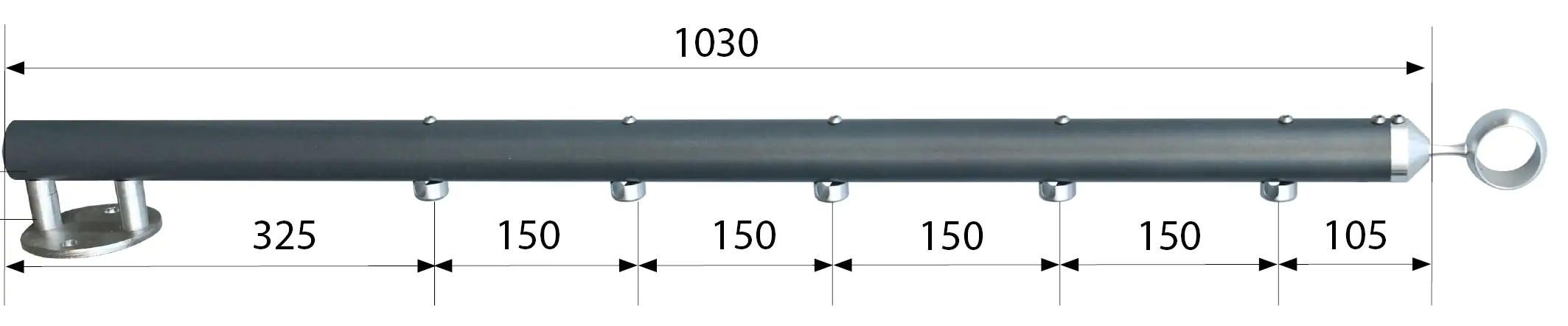 Treba B101 AluTec Geländerstab Aluminium anthrazit