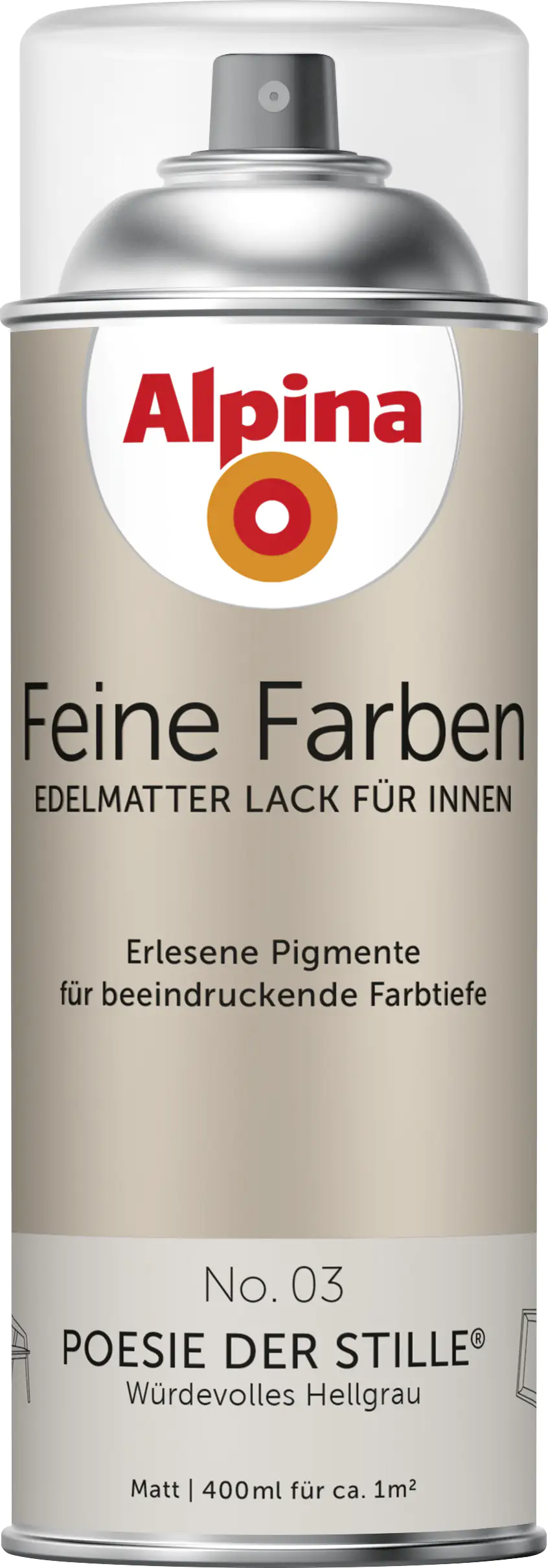4001244764549 Alpina Feine Farben Sprühlack No. 03 Poesie der Stille  hellgrau edelmatt 400 ml
