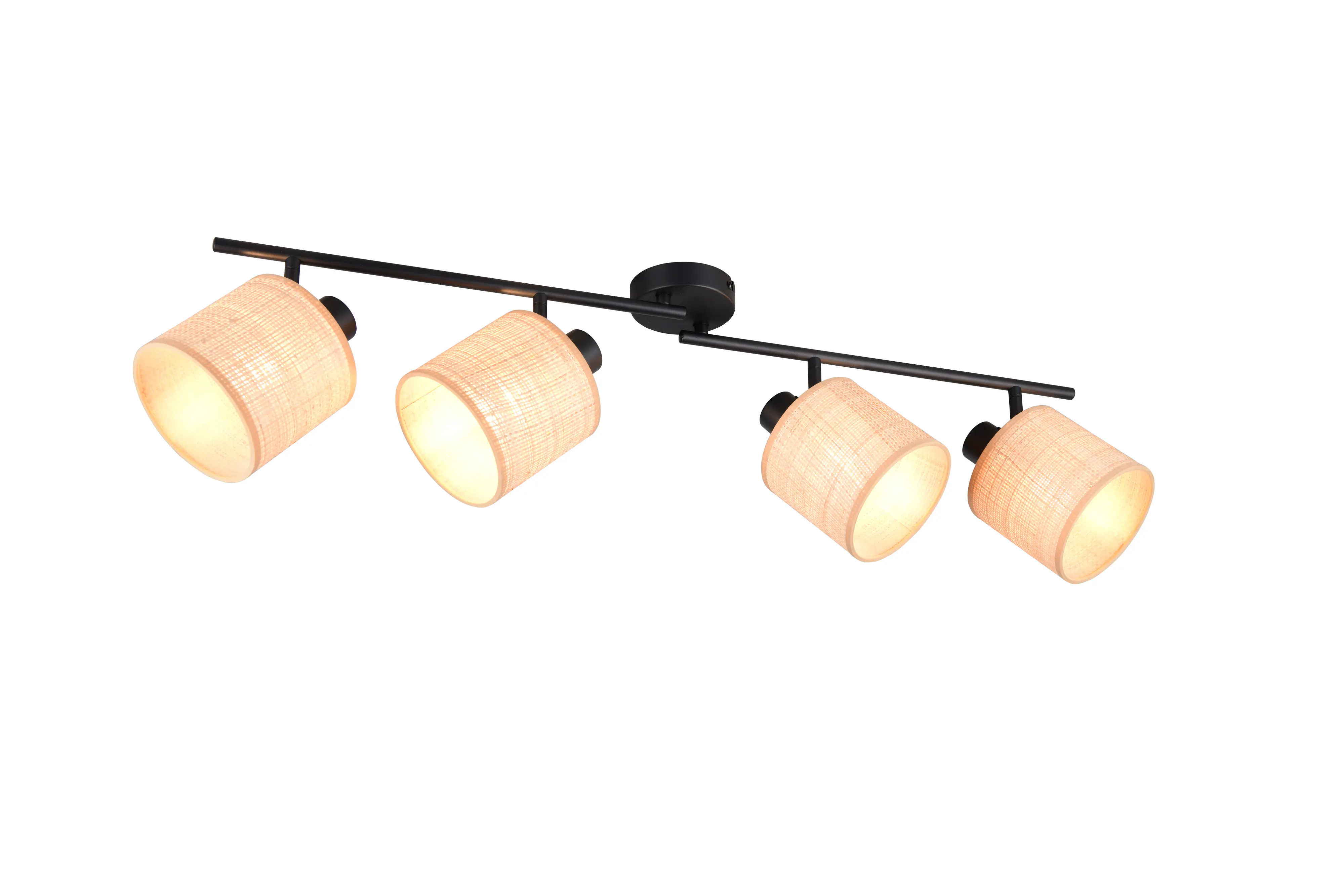 Trio LED-Deckenlampe 4er Spot Aimee 87,5 cm schwarz matt/natur