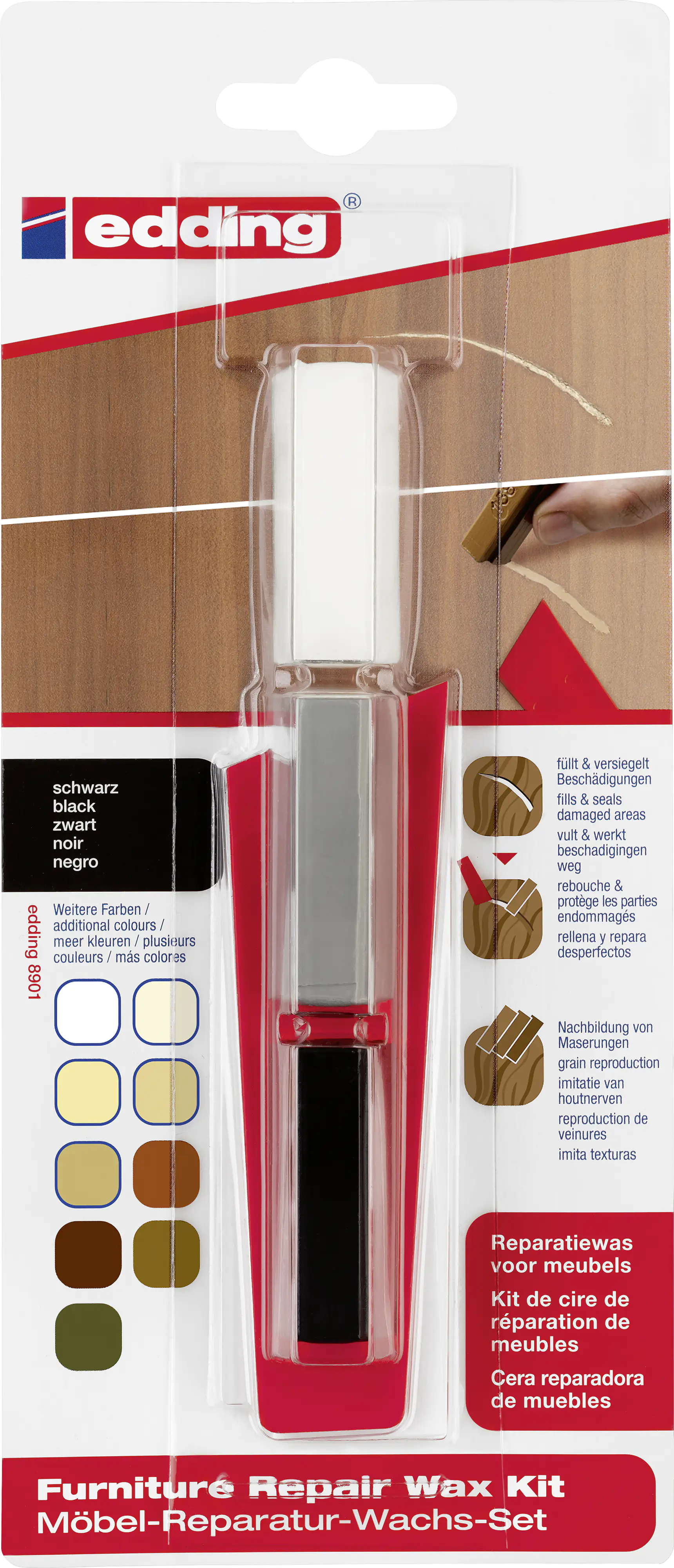 Edding Möbel-Reparaturwachs-Set 8901 schwarz