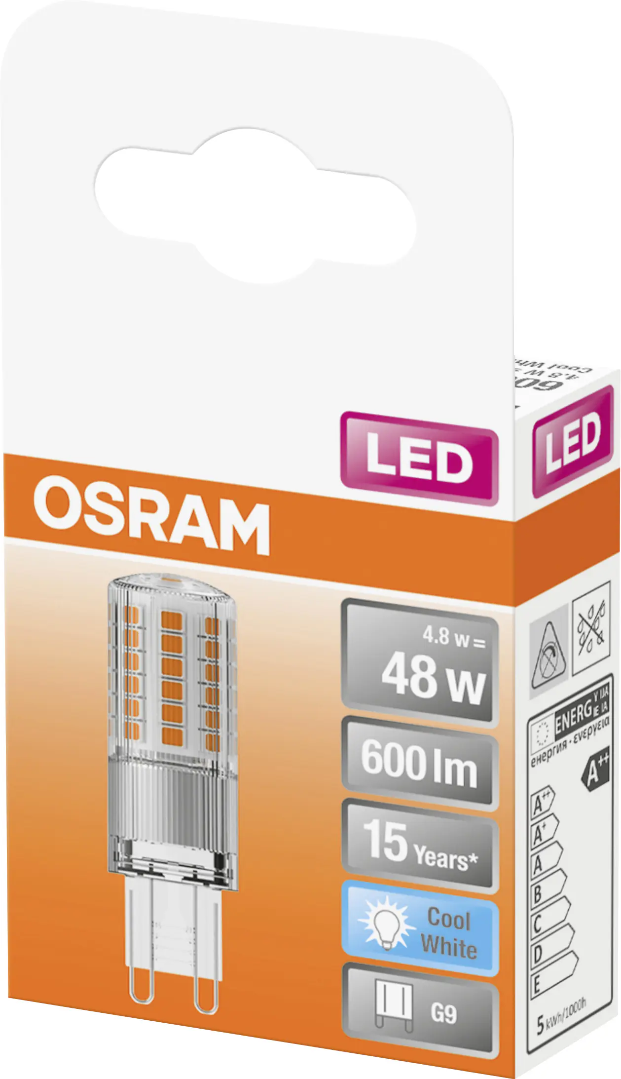 Osram LED Stiftsockellampe PIN50D G9 4,8W neutralweiß, dimmbar, klar Osram LED Stiftsockellampe PIN50D G9 4,8W neutralweiß, dimmbar, klar