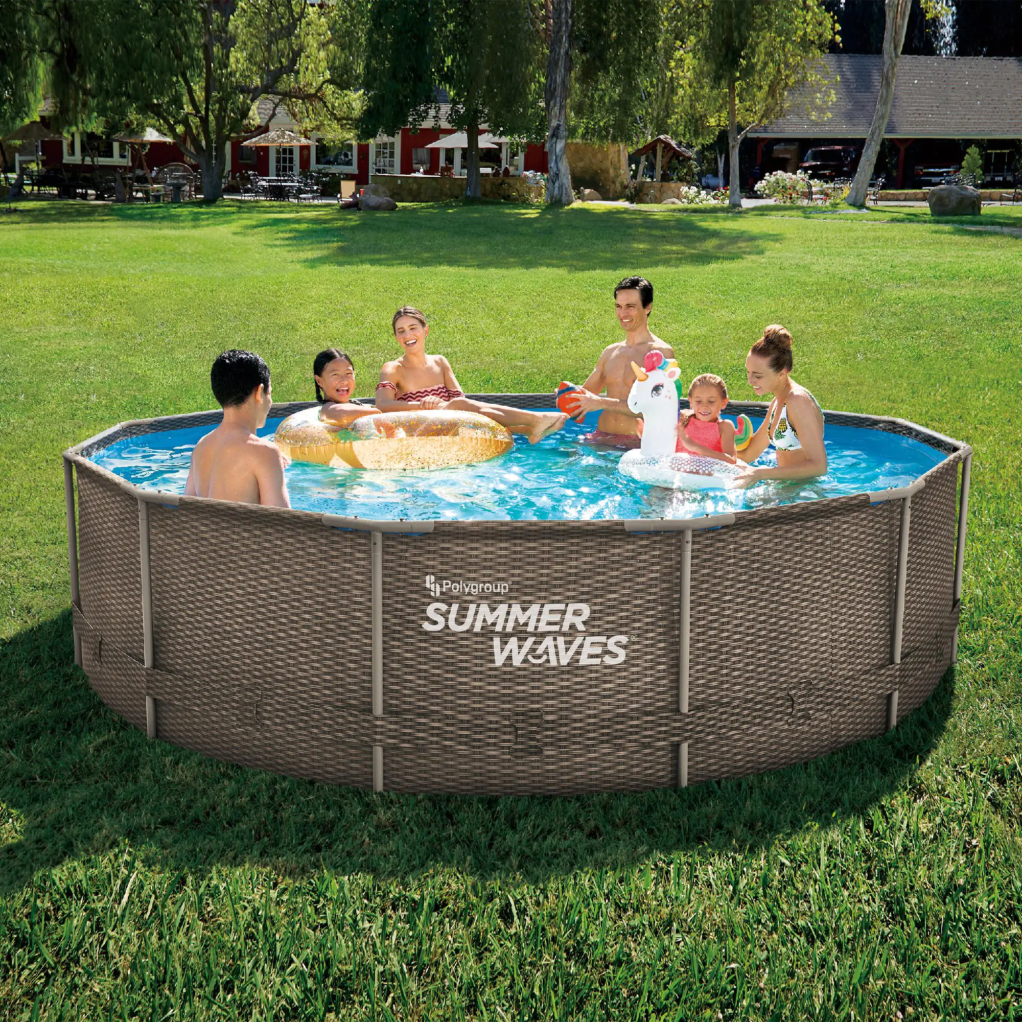 Summer Waves Frame Pool Dark Double Rattan Print Aktive 3,66 m x 91 cm