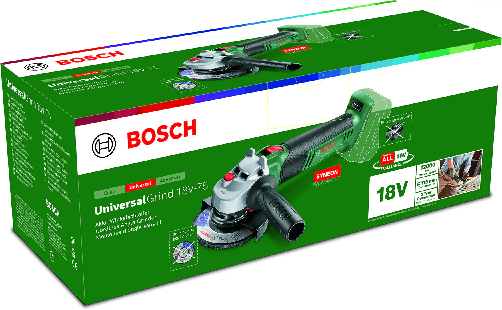 Bosch Akku-Winkelschleifer UniversalGrind 18V-75 Solo Bosch Akku-Winkelschleifer UniversalGrind 18V-75 Solo
