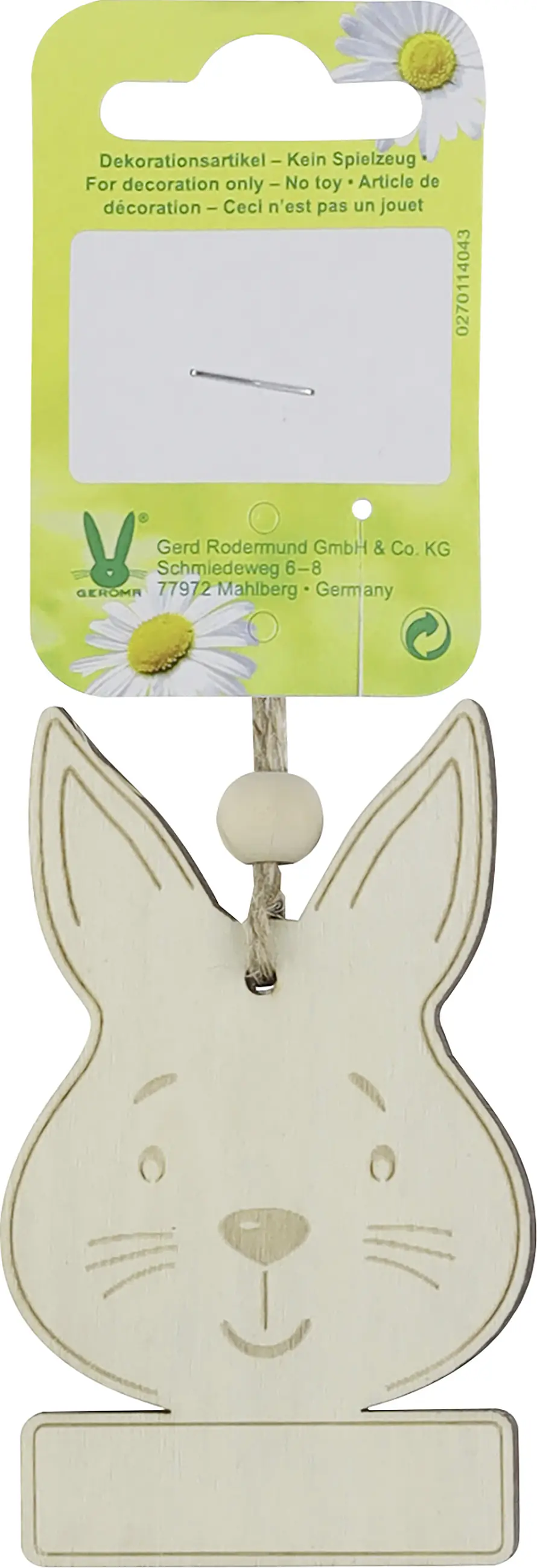 Osterdeko Anhänger Hase Holz 7 cm natur