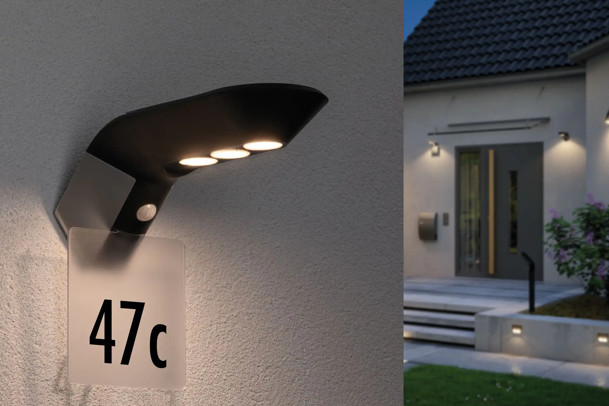 Paulmann LED Solar-Wandleuchte Soley anthrazit warmweiß Bewegungsmelder