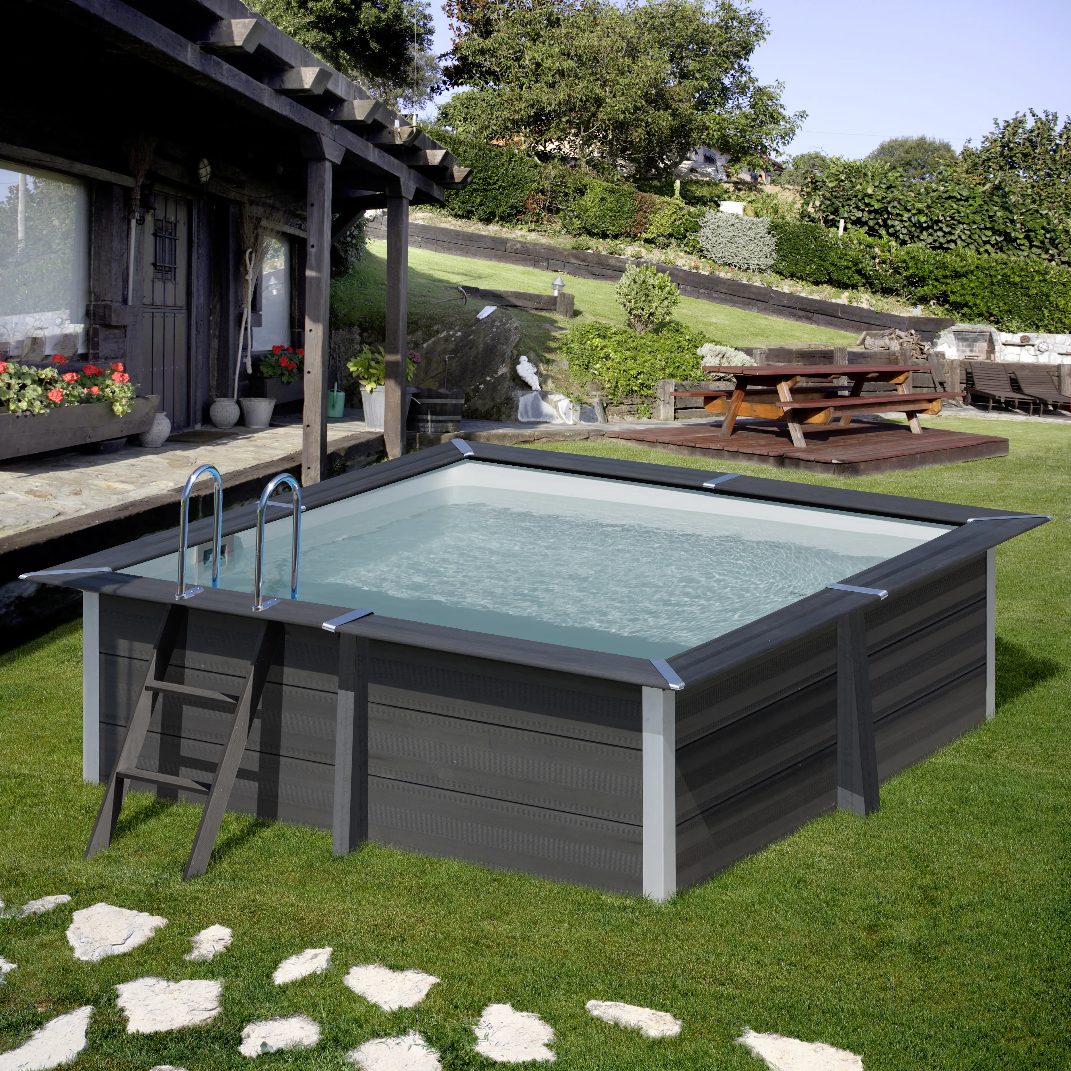 Gre Composite Pool quadratisch grau 326 x 326 x 96 cm Gre Composite Pool quadratisch grau 326 x 326 x 96 cm
