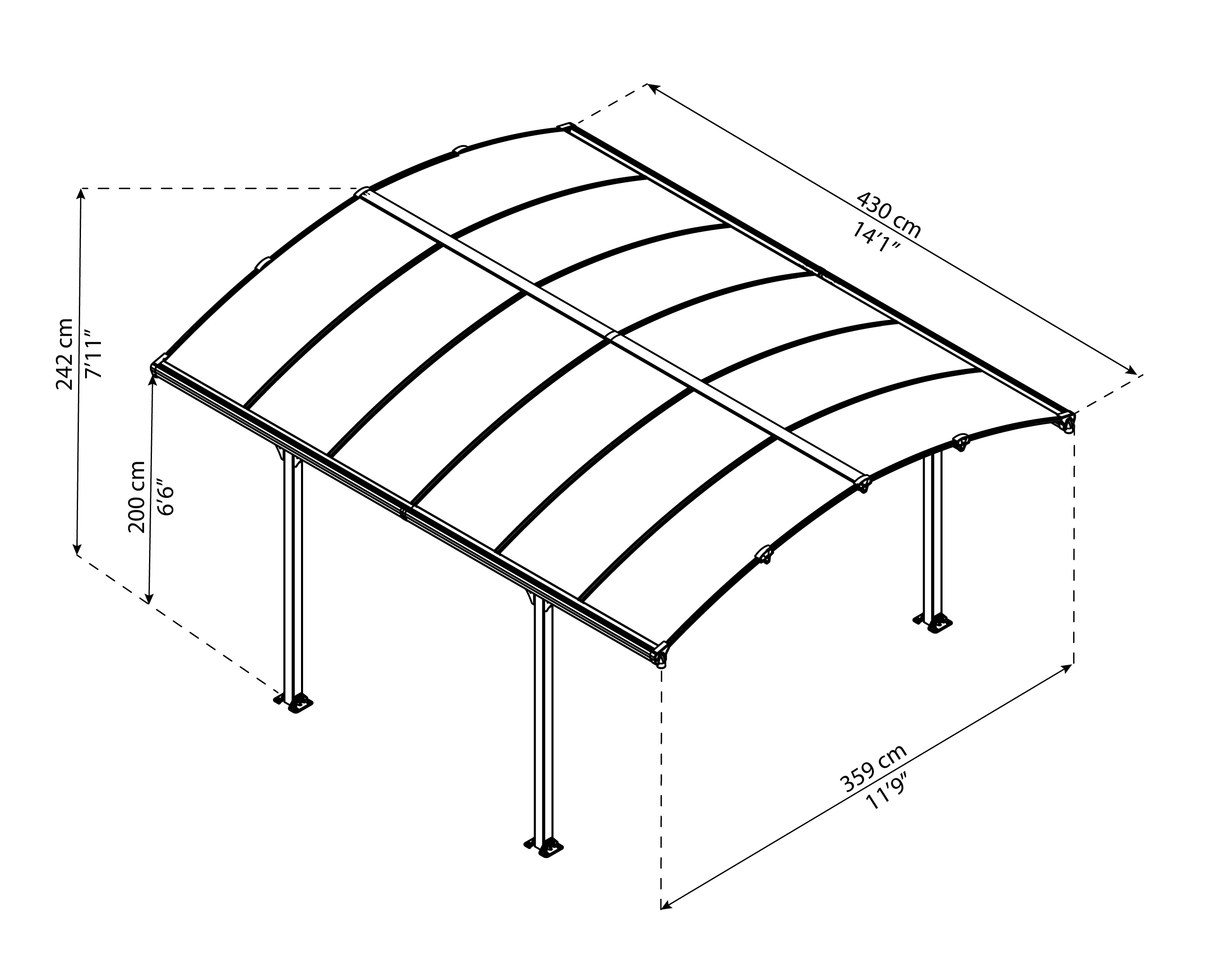 Canopia Carport Arcadia 4300 435 x 359 x 242 cm (L x B x H)