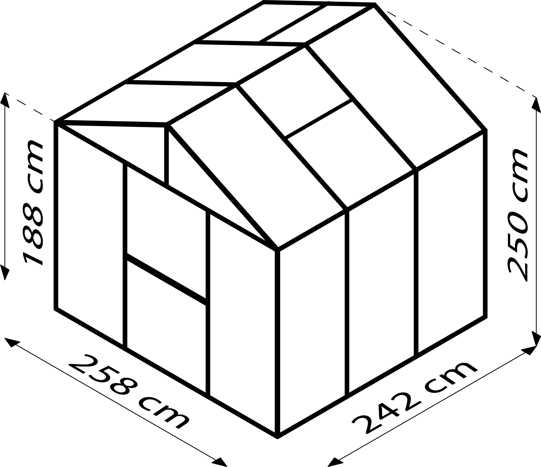 Vitavia Gewächshaus Zeus 6200 266 x 250 cm 3 mm Sicherheitsglas