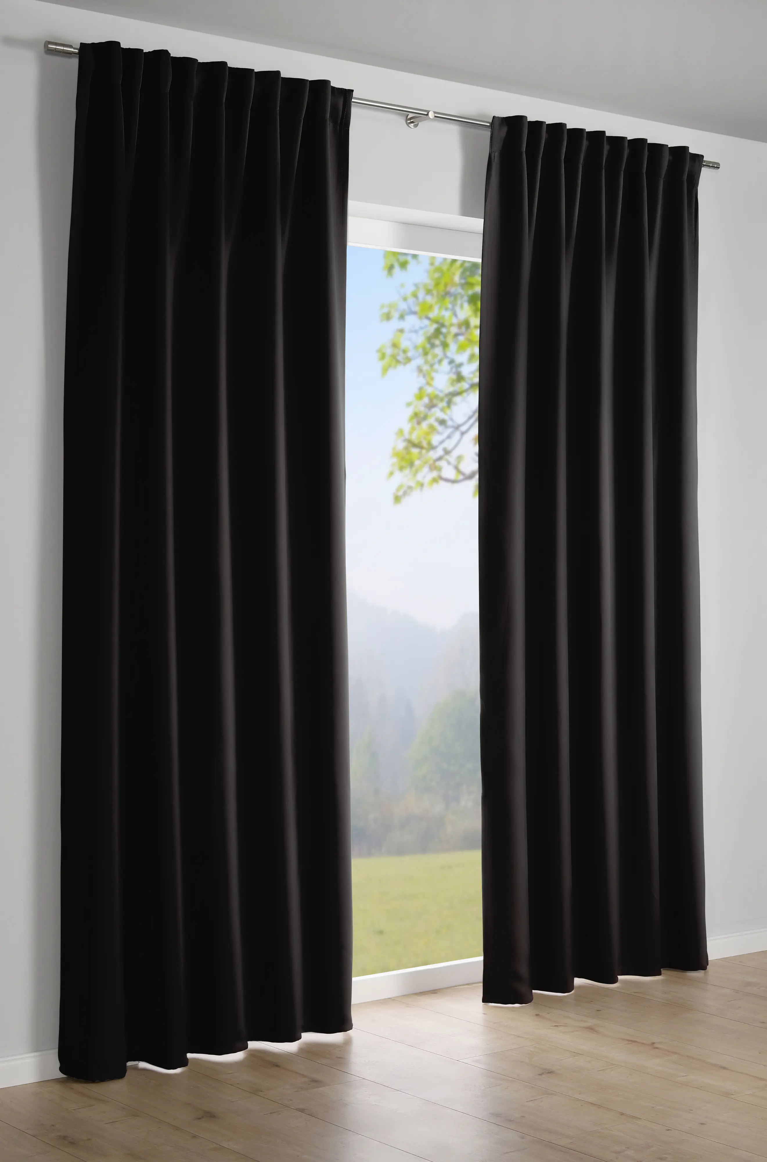 Sehlbach Fertigschal mit Gardinenband Dimout Uni schwarz 140 x 246 cm