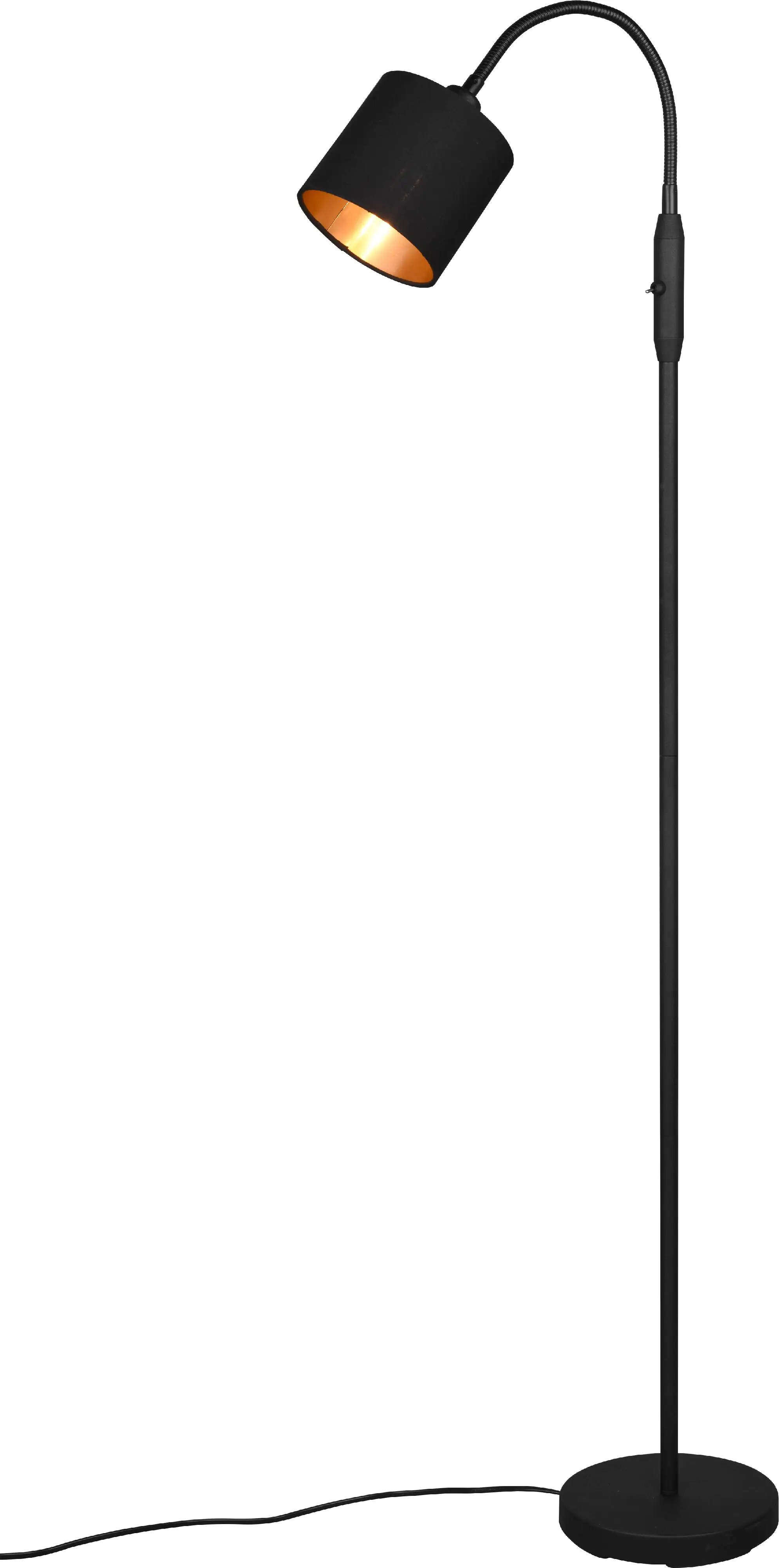 Reality Leuchten Stehleuchte Tommy schwarz matt, Stoffschirm