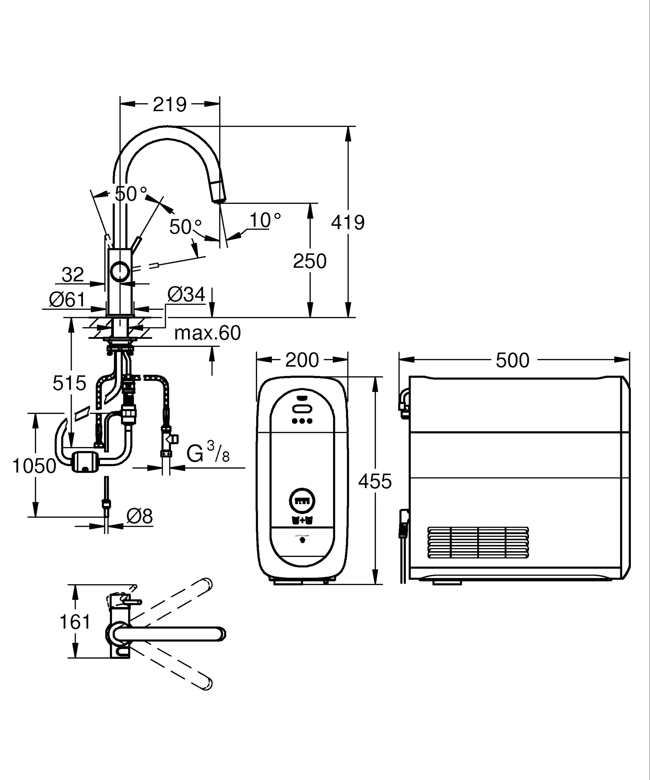 Grohe Blue Home C-Auslauf Starter Kit mit herausziehbarem Mousseurauslauf chrom Grohe Blue Home C-Auslauf Starter Kit mit herausziehbarem Mousseurauslauf chrom