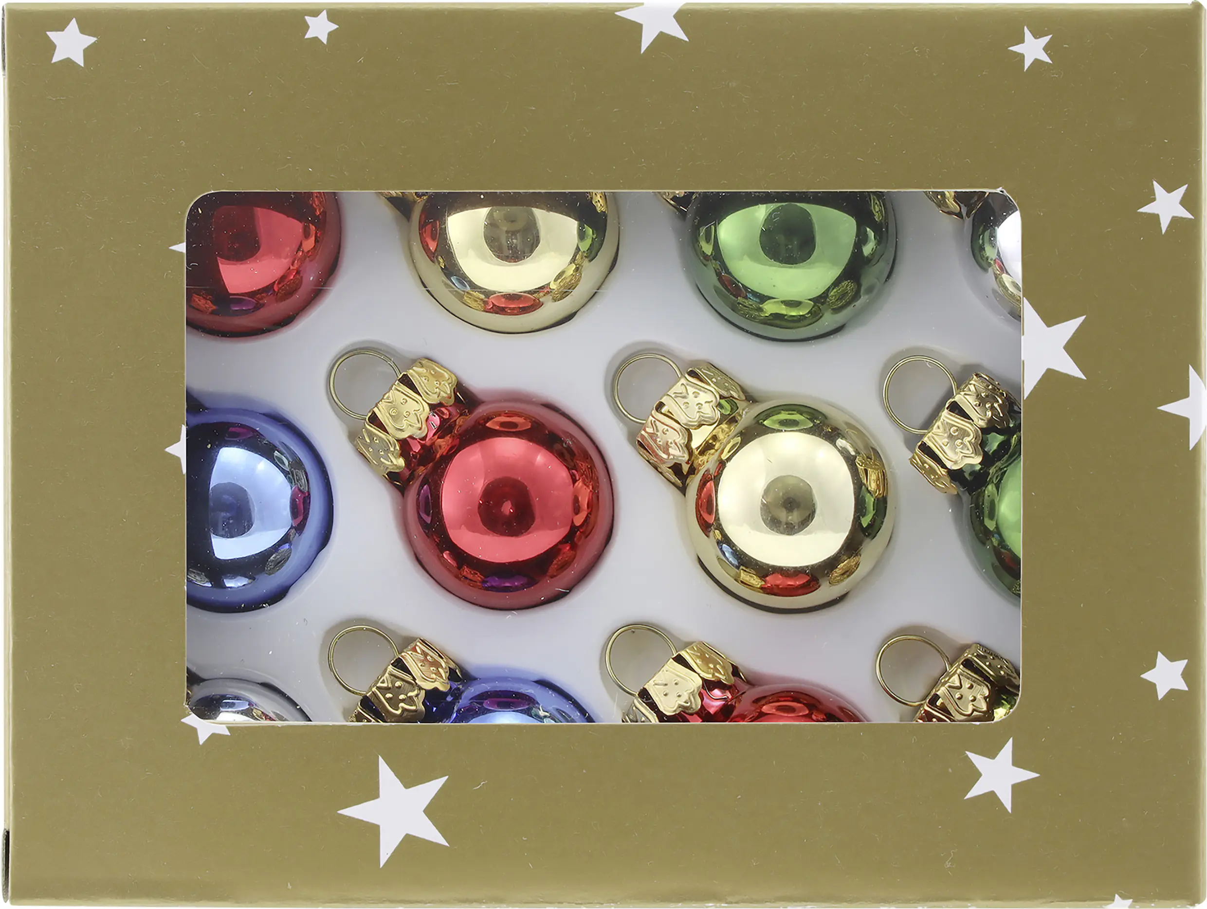 Weihnachtskugel aus Glas Ø 2 cm bunt - 12 Stück/5 Ausführungen
