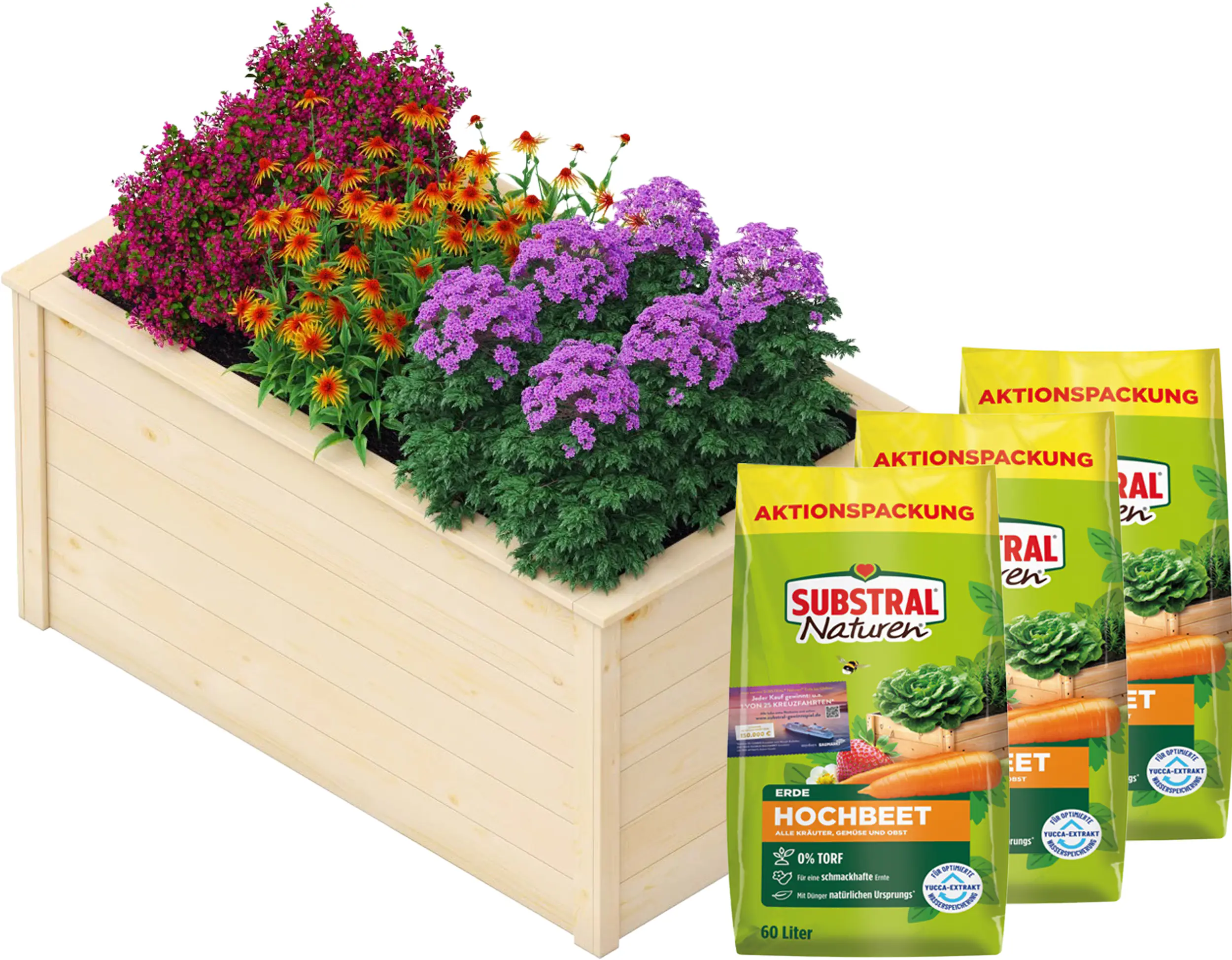 Upyard Hochbeet + Gratis Substral Naturen Hochbeeterde 3 x 60 L