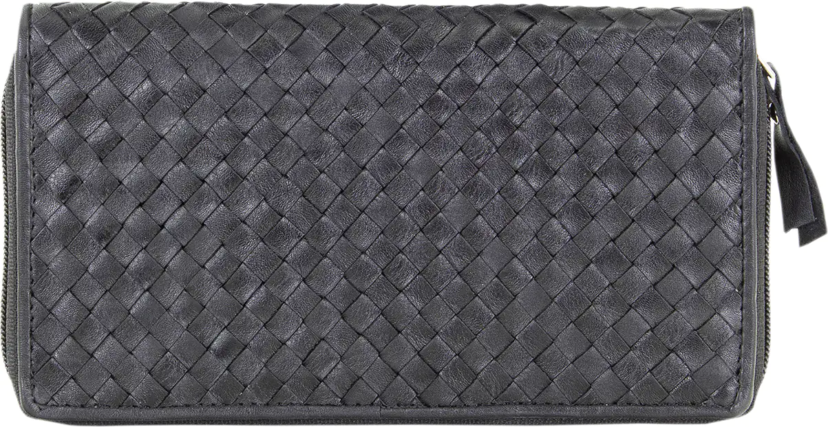 Geldbörse Leder schwarz 19 x 3,5 x 10,5 cm