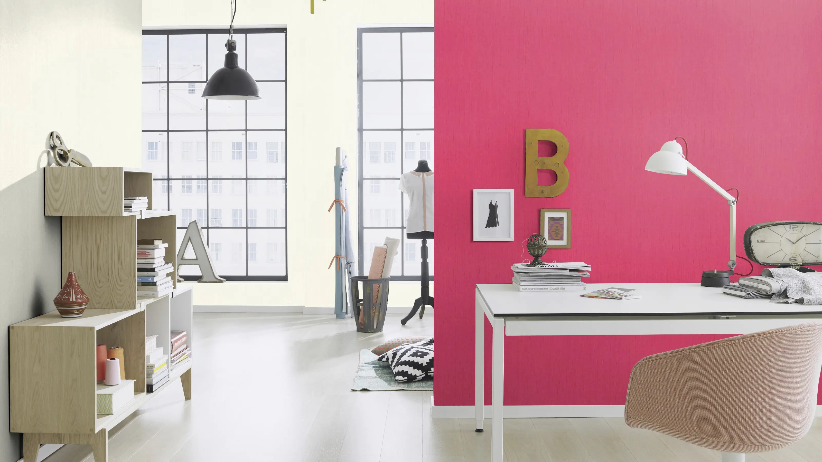 Rasch Vliestapete 746181 Pink-Dunkelpink Uni 10,05 m x 0,53 m