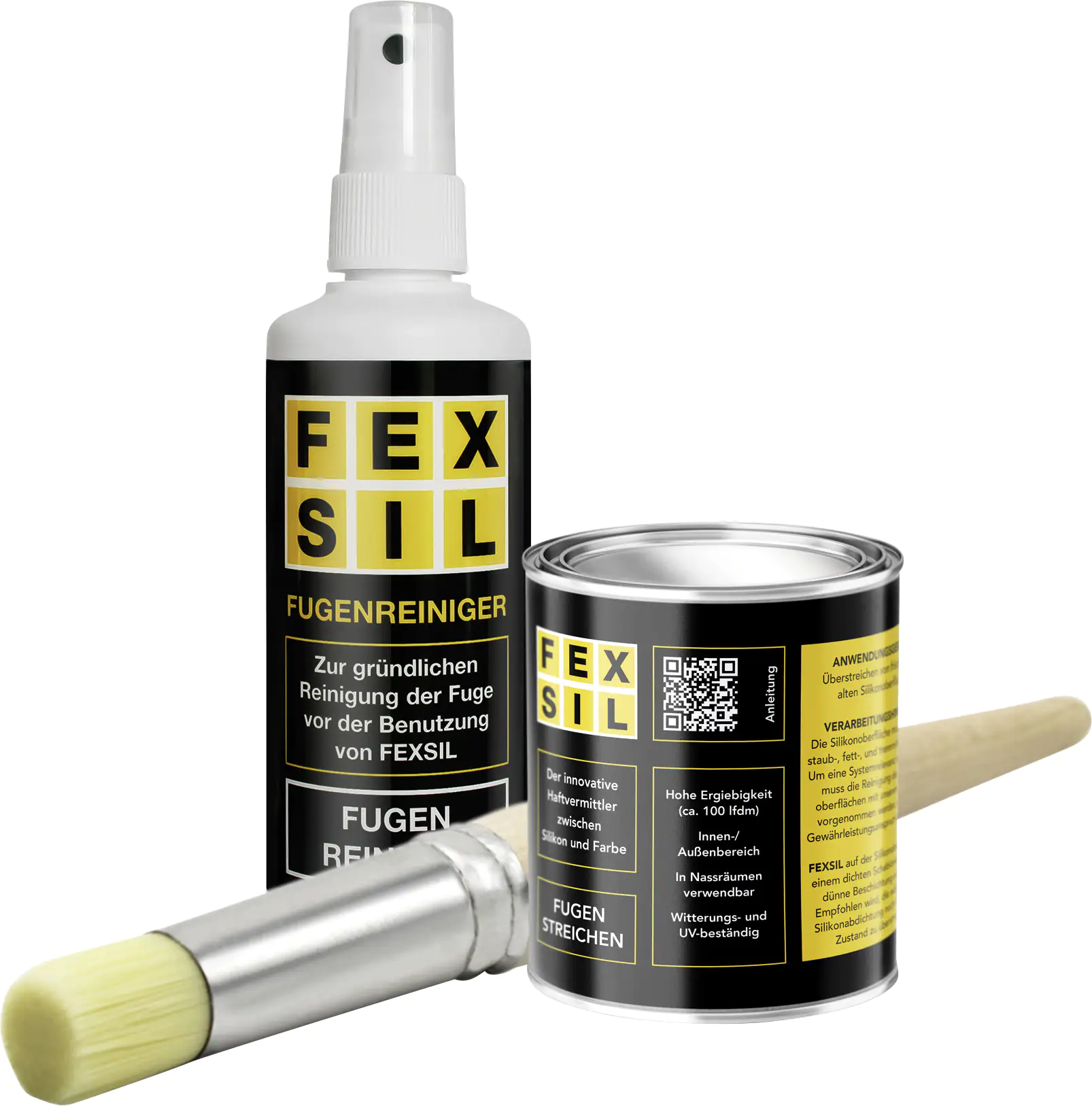 FEXSIL Set Haftgrundierung 125 ml, Fugenreiniger 100 ml, Pinsel