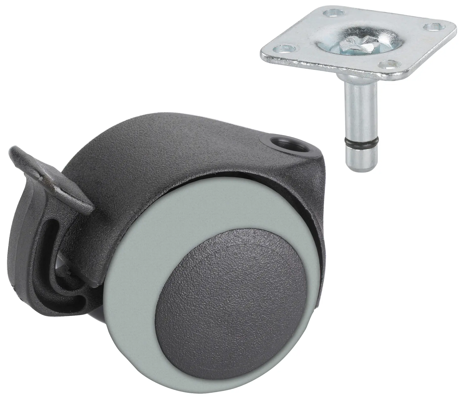 Doppelrolle mit Radfeststeller Ø 50 mm für empfindliche Böden Tragkr. 40 kg