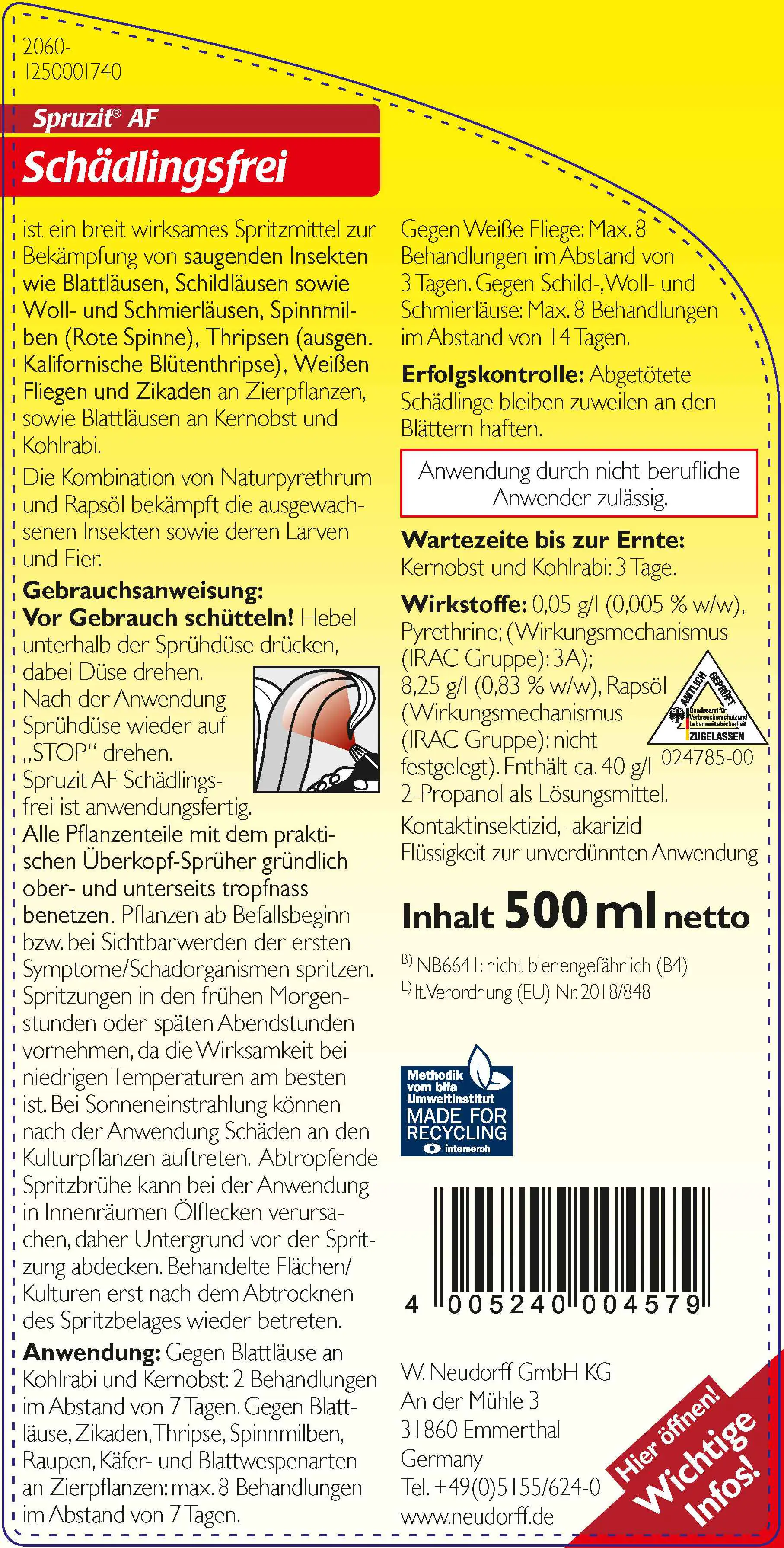 Spruzit AF Schädlingsfrei 500 ml