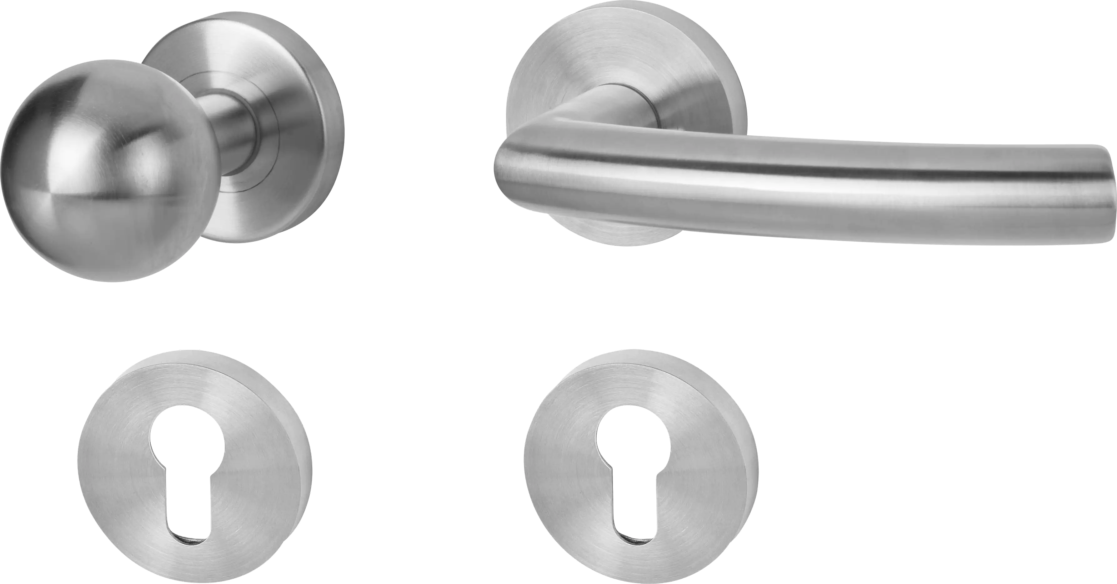 Alpertec PZ-Rosettengarnitur Fair II Drücker/Knopf Edelstahl silber