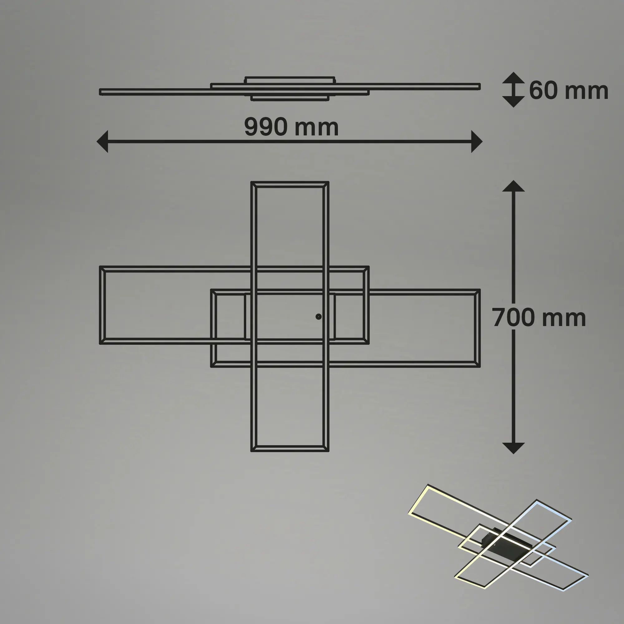 Briloner LED-Deckenleuchte Roami 104 x 71 cm schwarz CCT dimmbar
