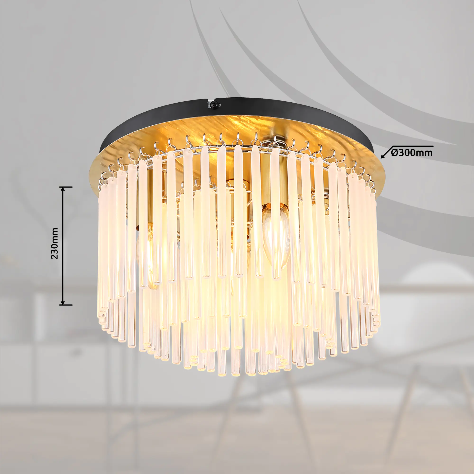 Globo Deckenleuchte Gorley 5-flammig, E14, IP20, gold/schwarz Globo Deckenleuchte Gorley 5-flammig, E14, IP20, gold/schwarz