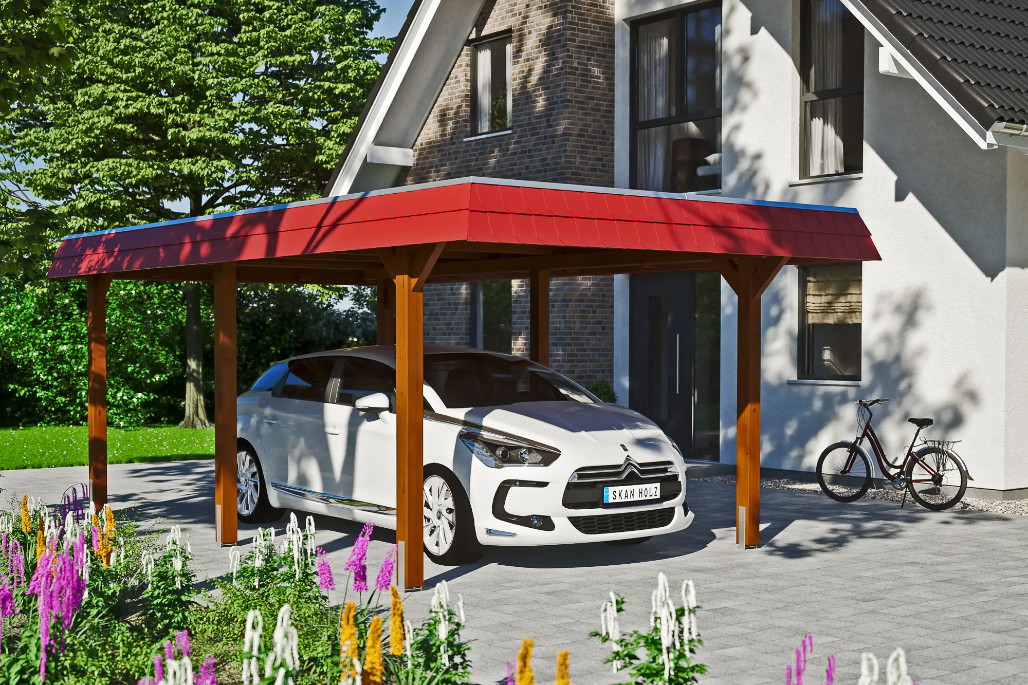 SKAN HOLZ Carport Wendland 362 x 628 cm mit Aluminiumdach
