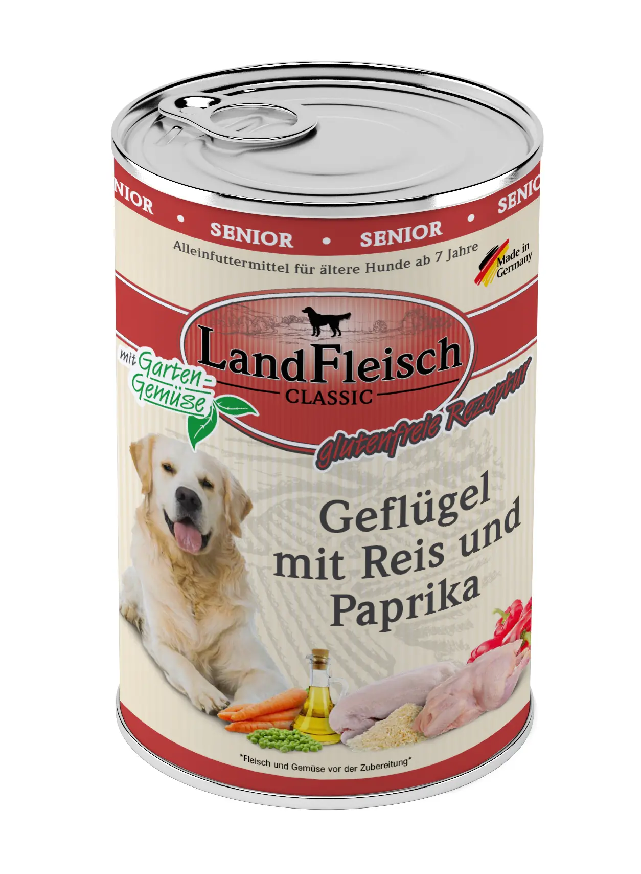 Landfleisch Dog Classic Hundenassfutter Senior 400 g Geflügel & Paprika