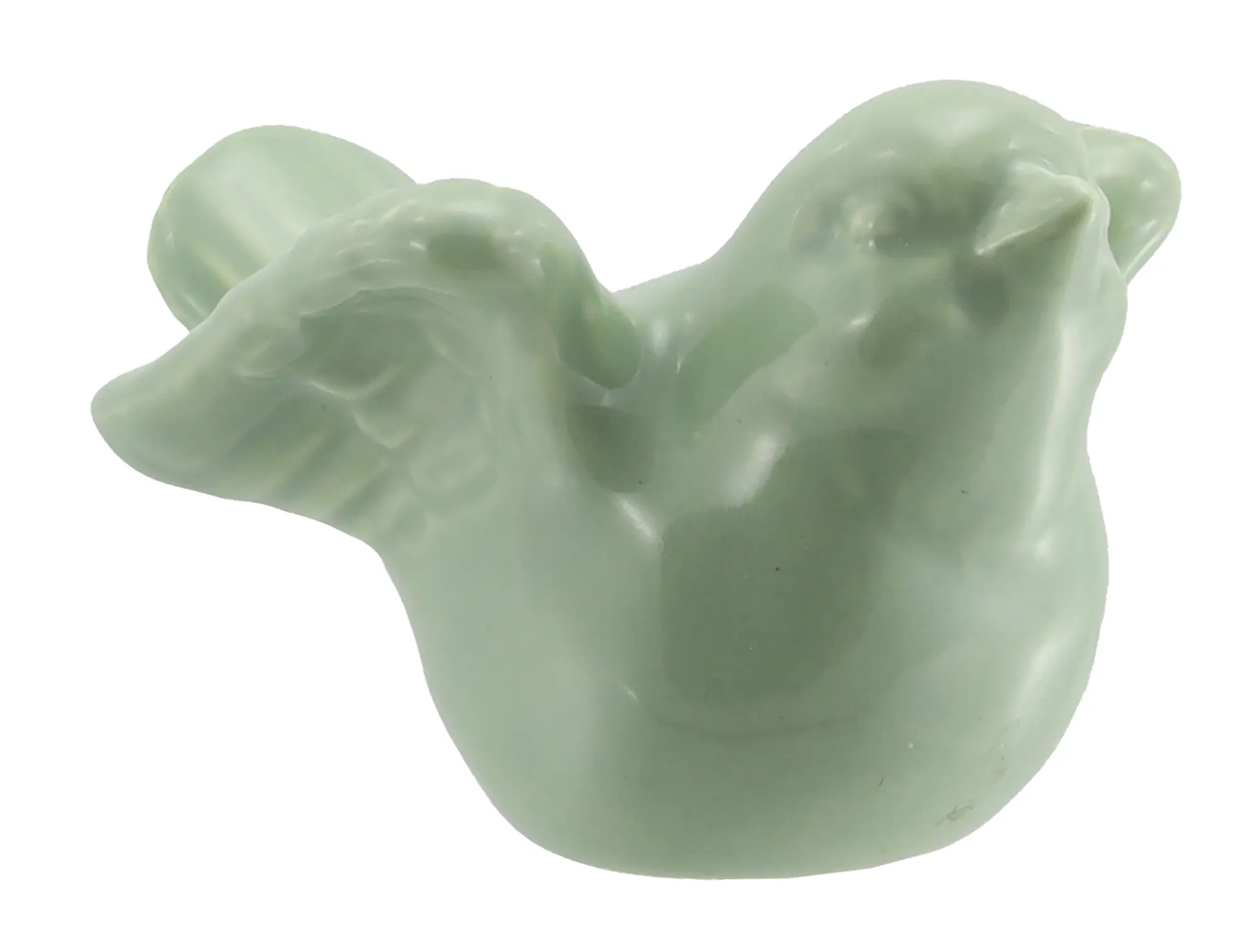 Dekofigur Vogel mit halb geöffneten Flügel Porzellan 8 x 7 cm grün 