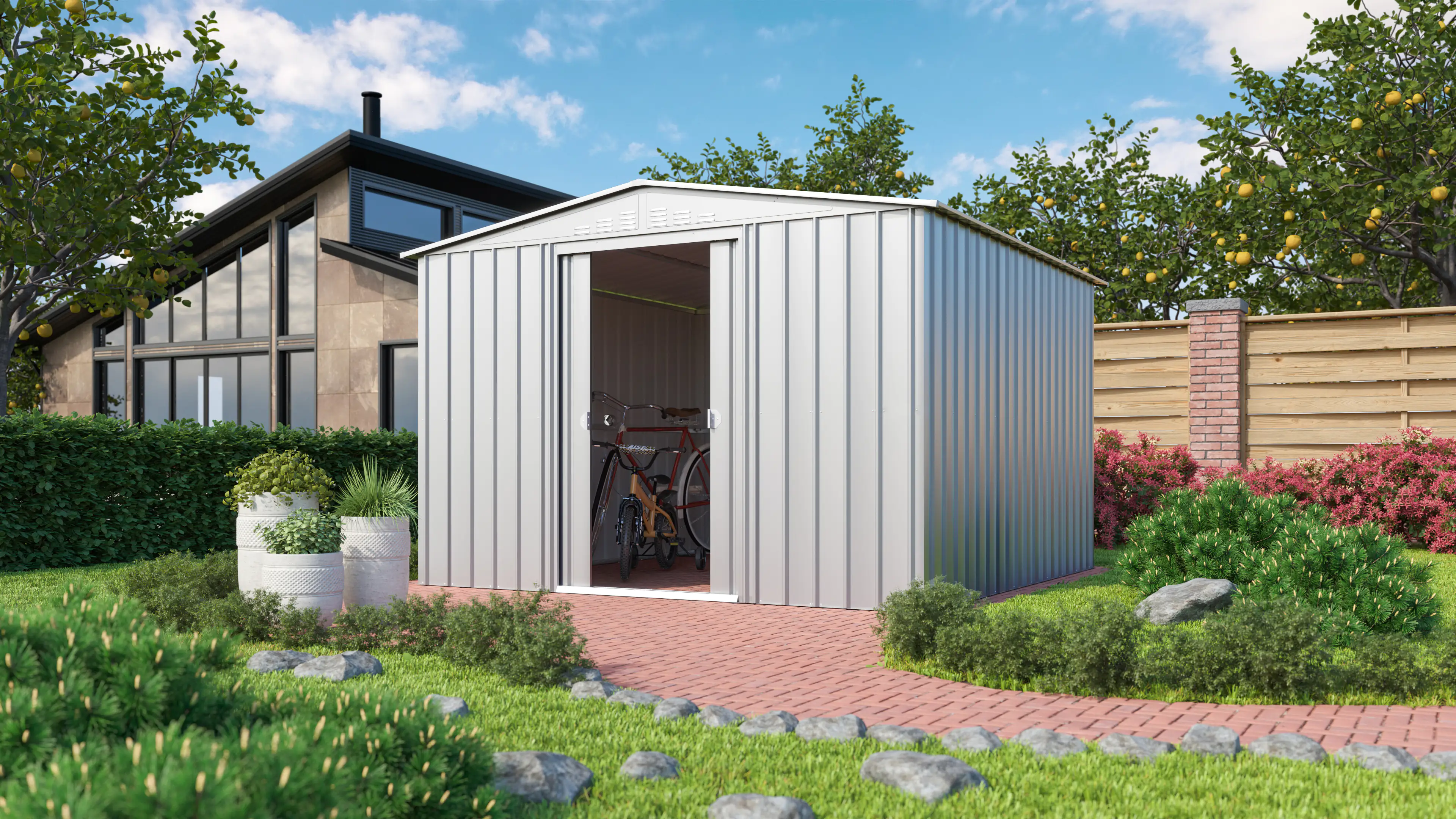 Globel Metallerätehaus Dream 1010 308 x 309 x 202 cm silber-metallic