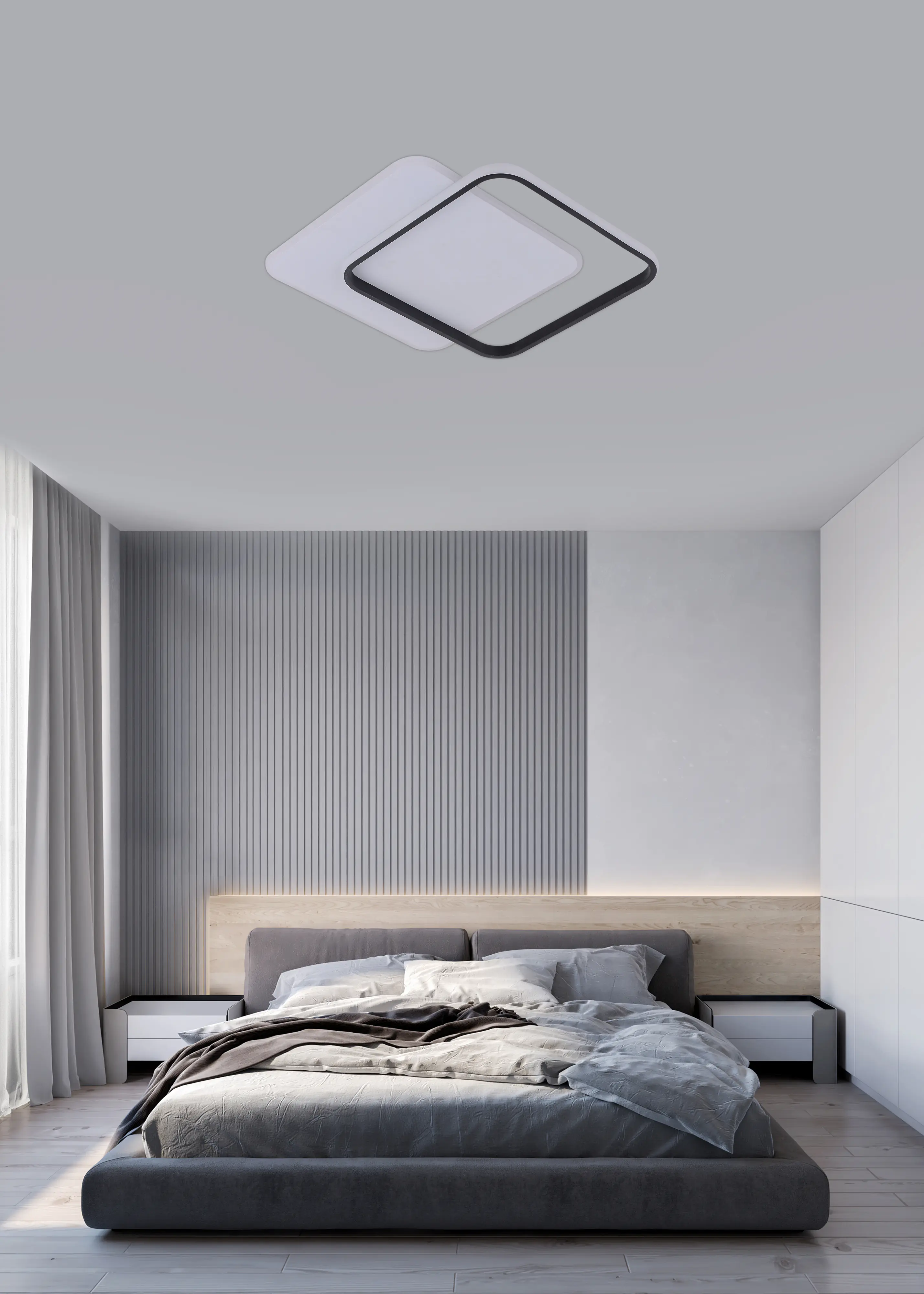 LED Deckenlampe Duo 36W schwarz 46 x 46 cm warmweiß-kaltweiß