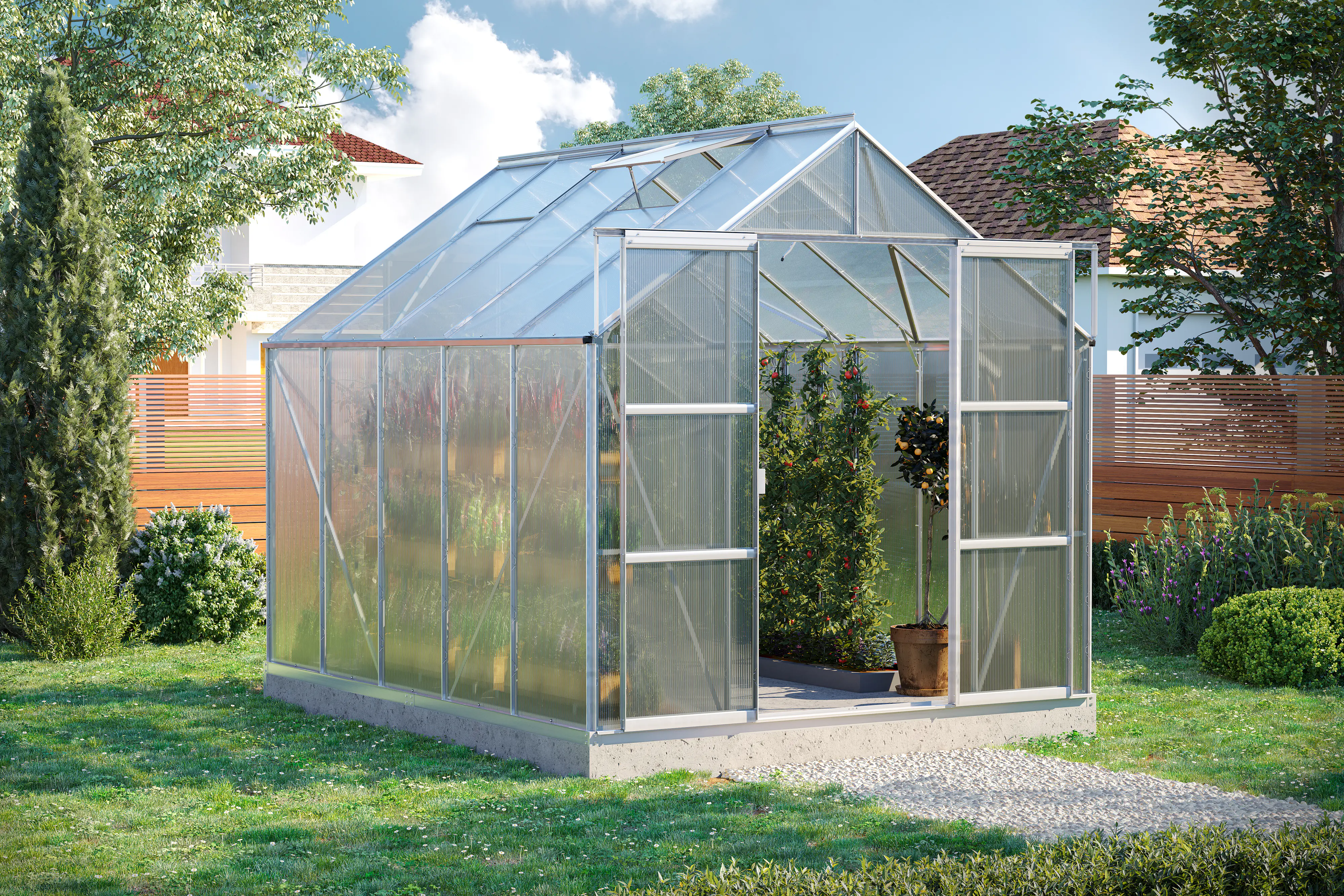 Vitavia Gewächshaus-Set Uranus 8300 HKP 6 mm alu 254 x 317 cm 