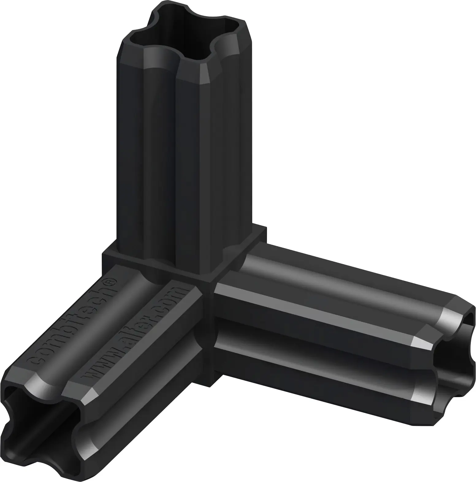 alfer Eck-Verbinder 90º, 3 Zapfen 23.5 mm 23.5 mm Kunststoff schwarz alfer Eck-Verbinder 90º, 3 Zapfen 23.5 mm 23.5 mm Kunststoff schwarz