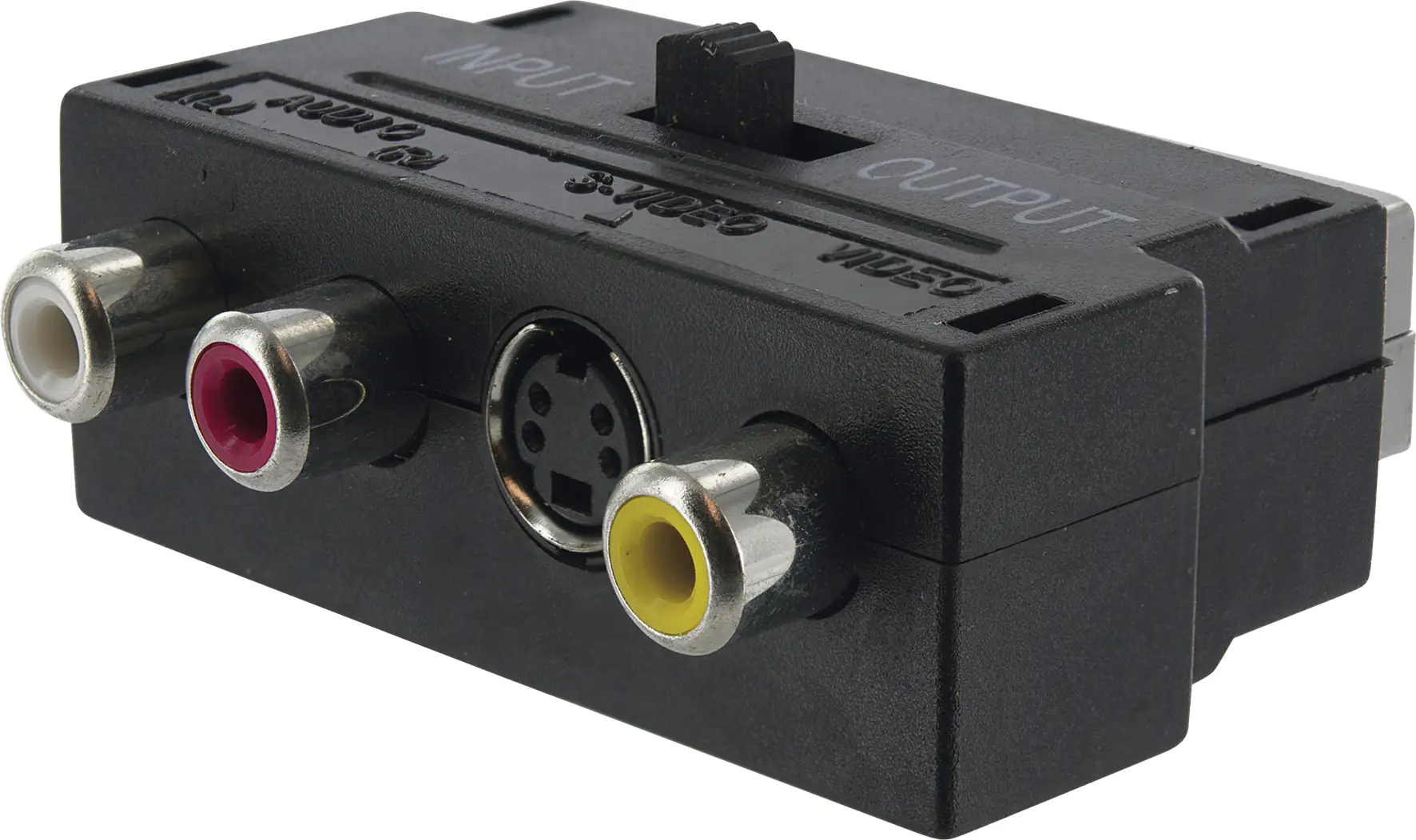 Schwaiger Scart Adapter SCA7320 531 schwarz, 3x Cinch + 1x S-VHS / 1x Scart IN/OUT