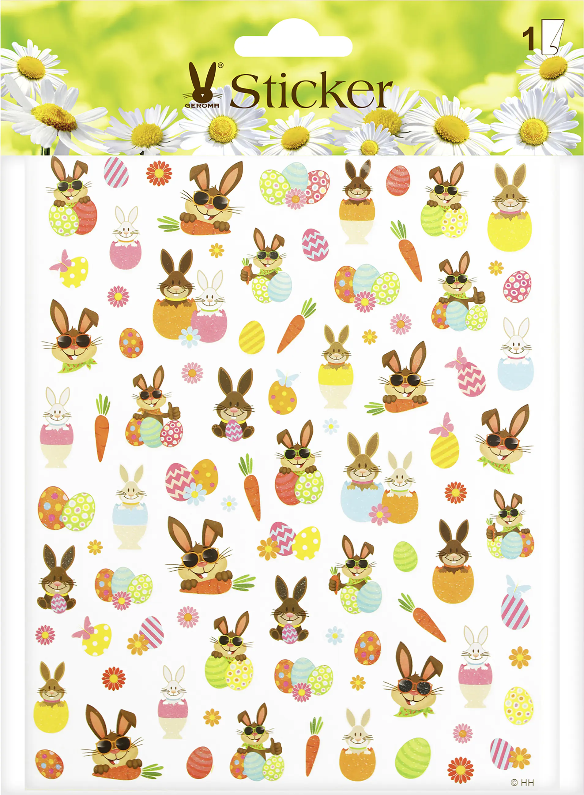 Oster-Sticker Hasen bunt 1 Bogen Oster-Sticker Hasen bunt 1 Bogen