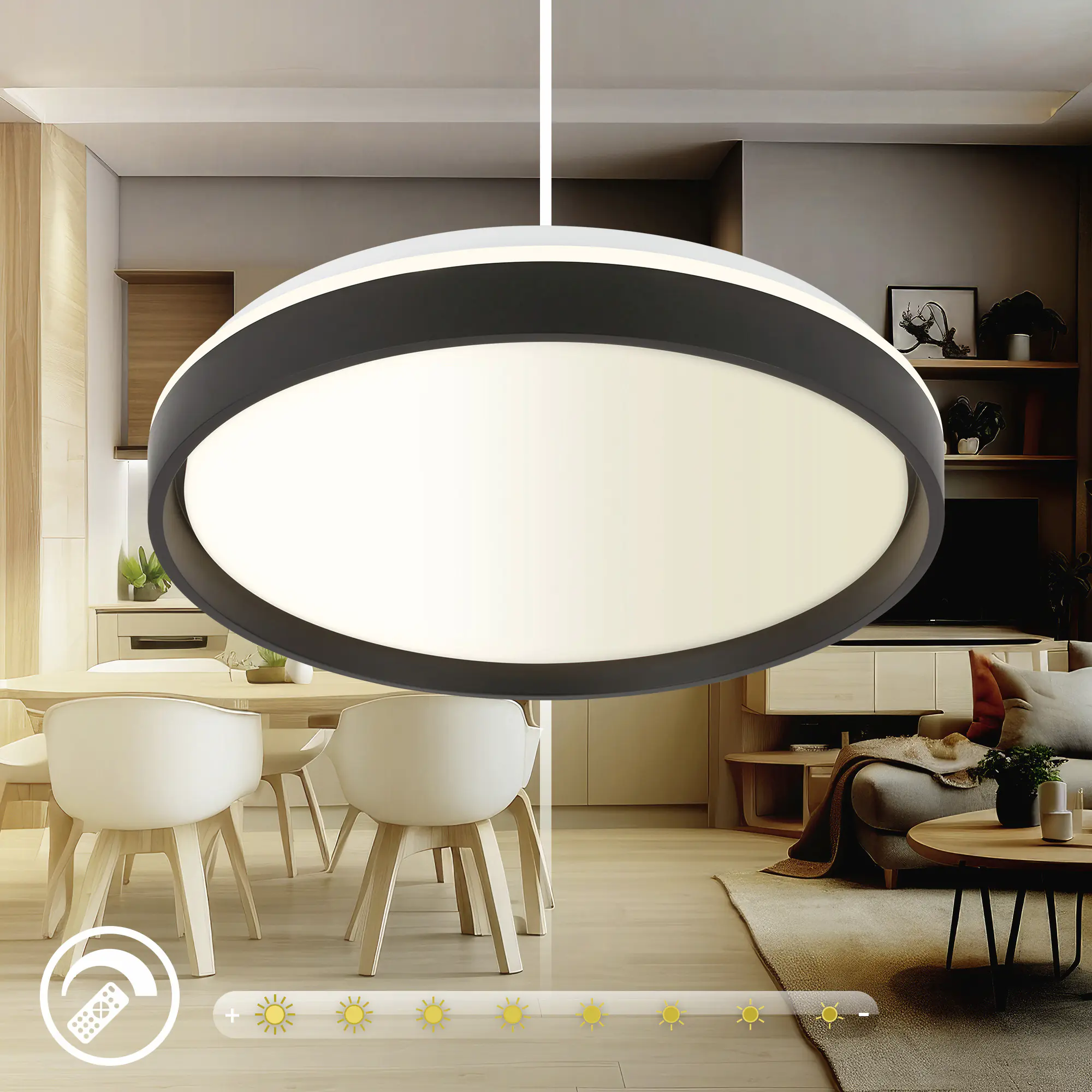 Briloner LED-Deckenleuchte Jus Ø48,5 cm schwarz matt RGB dimmbar