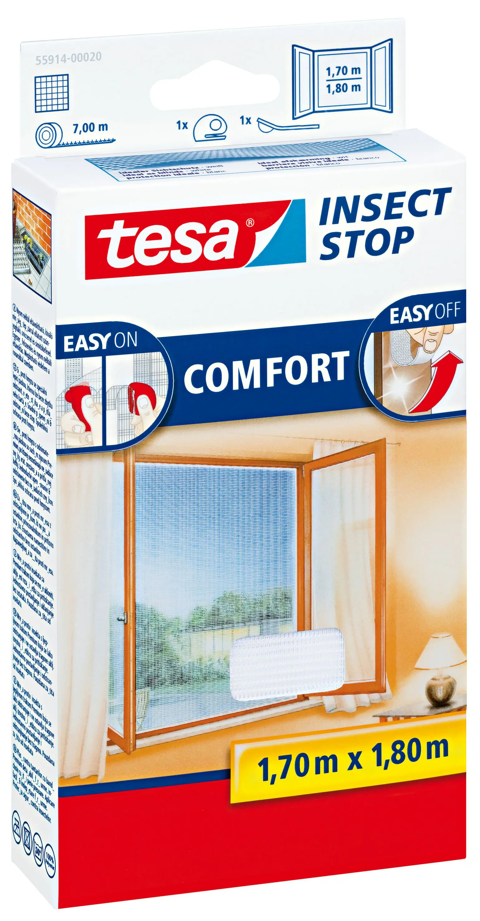 tesa Fliegenschutz-Fenster Comfort 170 x 180 cm weiß kürzbar