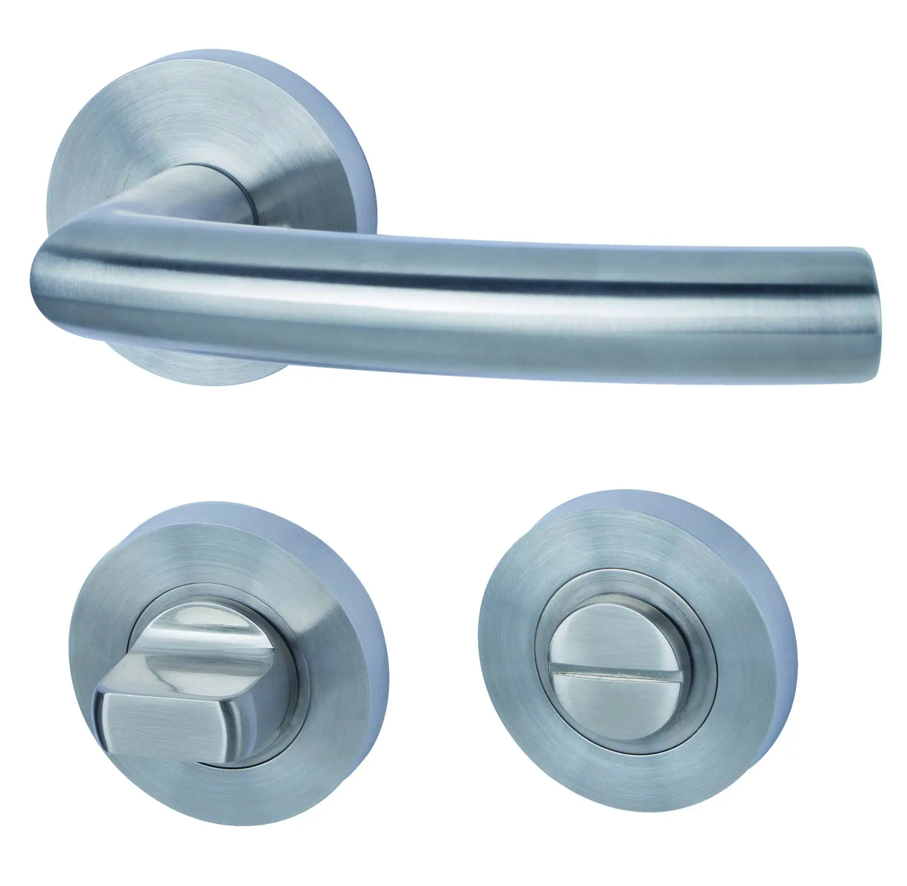 Alpertec Rosettengarnitur WC Fair II Edelstahl satiniert Ø 5,2 cm mit Sperrriegel