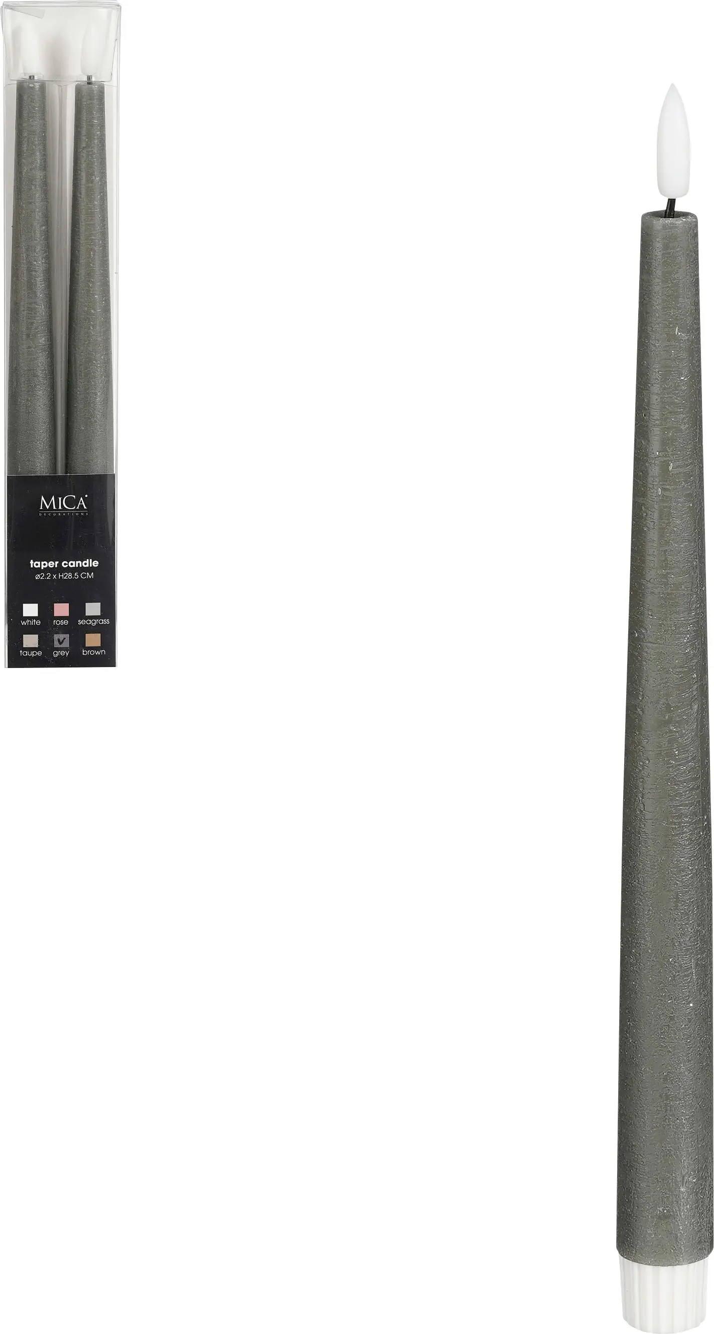 Mica Decorations LED Spitzkerze batteriebetrieben grau Ø 2 x 29 cm warmweiß 2 Stück