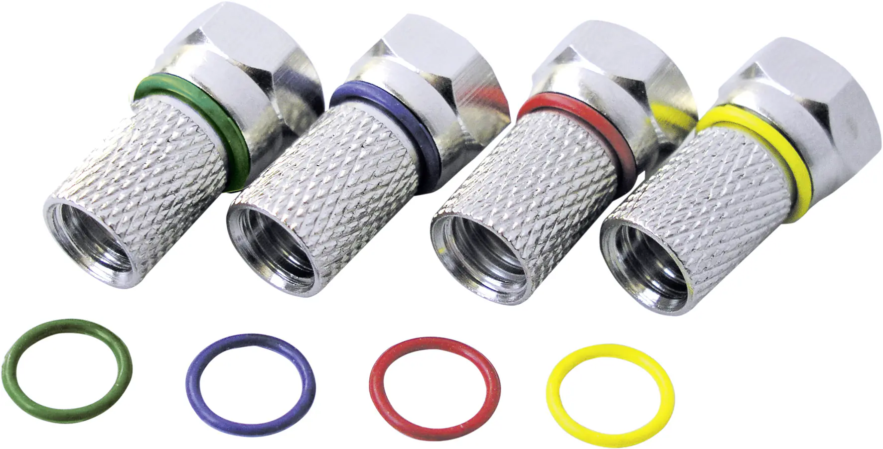 Schwaiger F Stecker FSTFR7004 531 4x F Aufdrehstecker mit Farbringen für Kabel mit 7mm Durchmesser