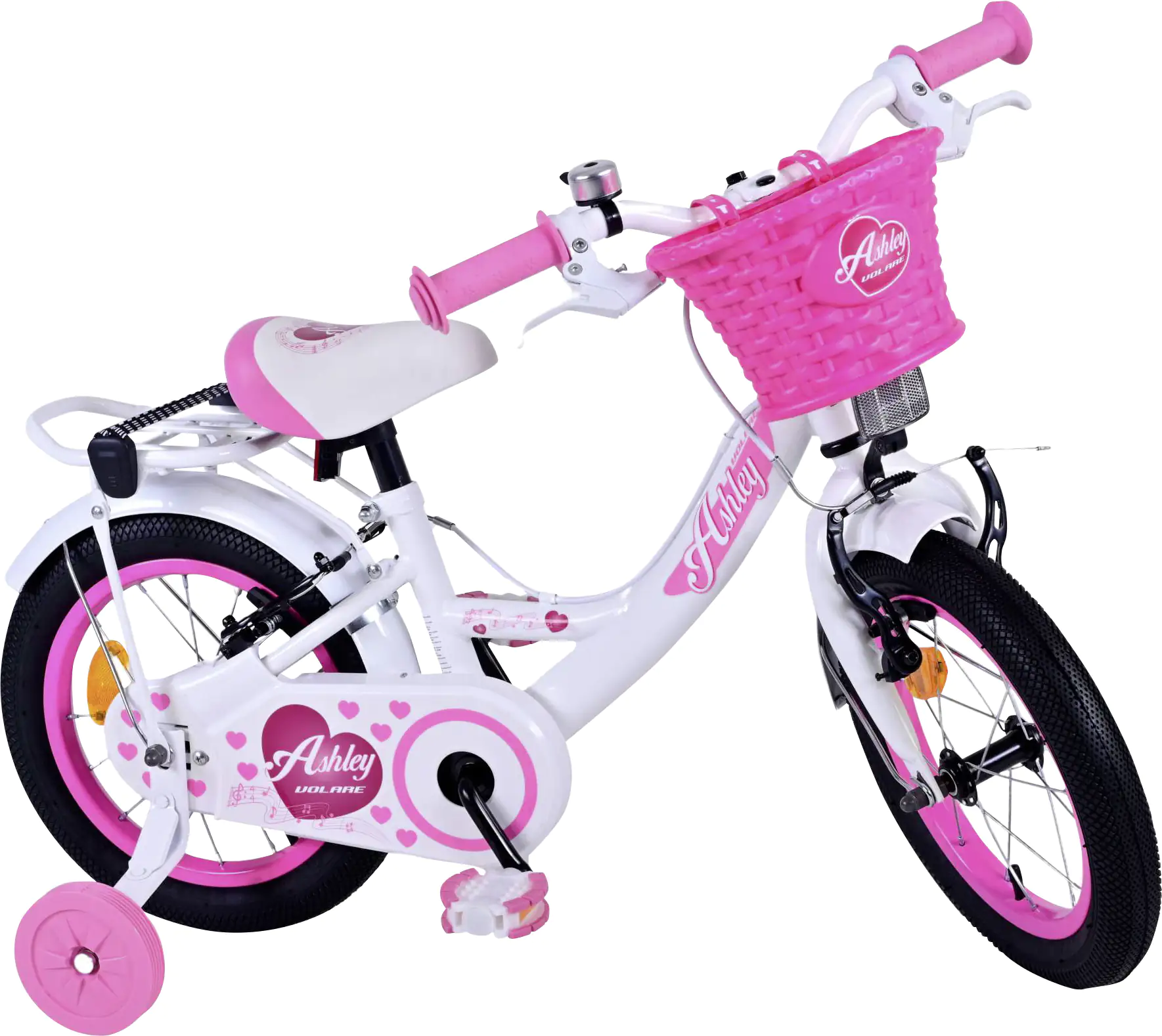 Volare Kinderfahrrad Ashley 14 Zoll weiß/pink