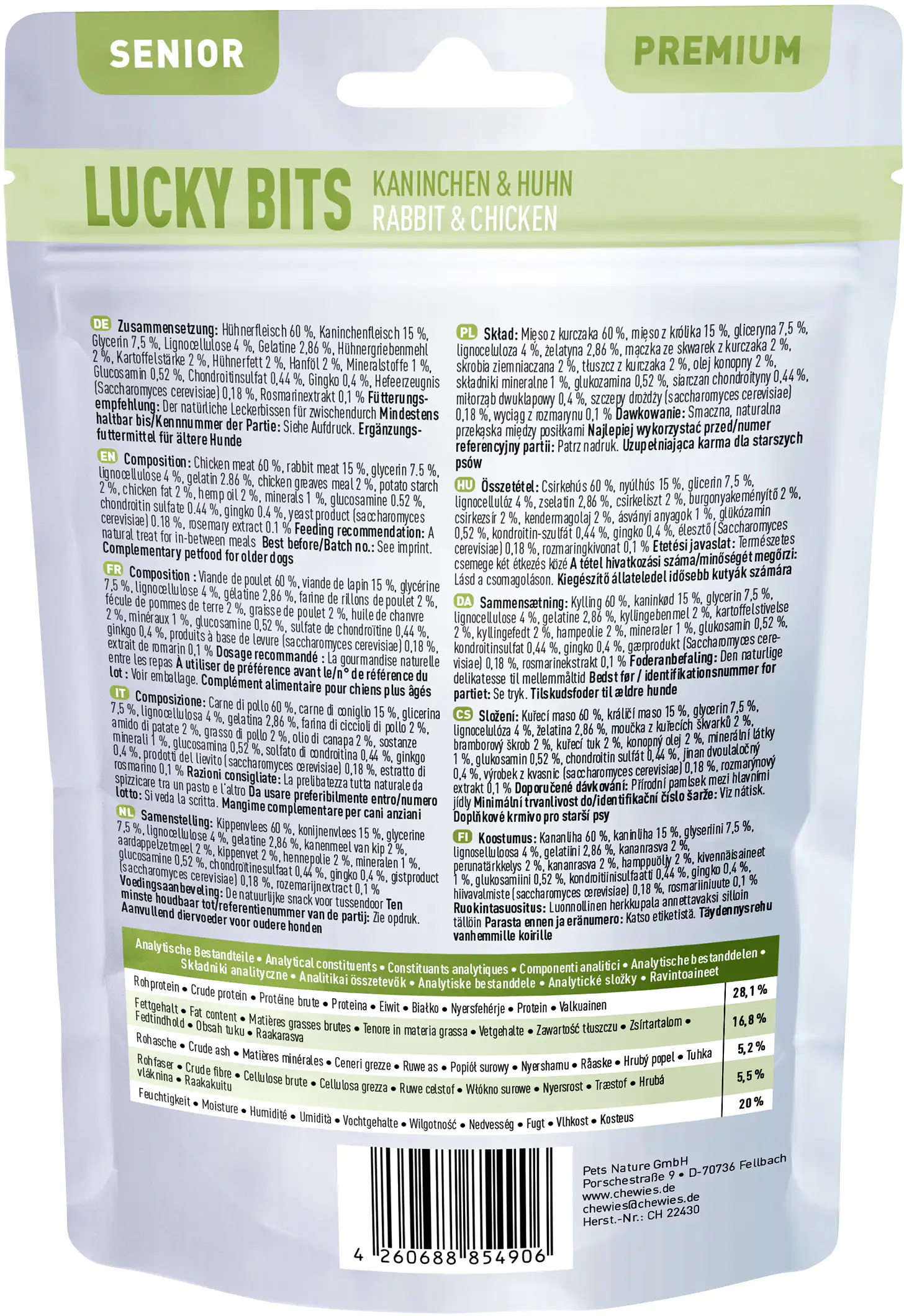 Chewies Lucky Bits Kaninchen und Huhn Senior 80g Chewies Lucky Bits Kaninchen und Huhn Senior 80g