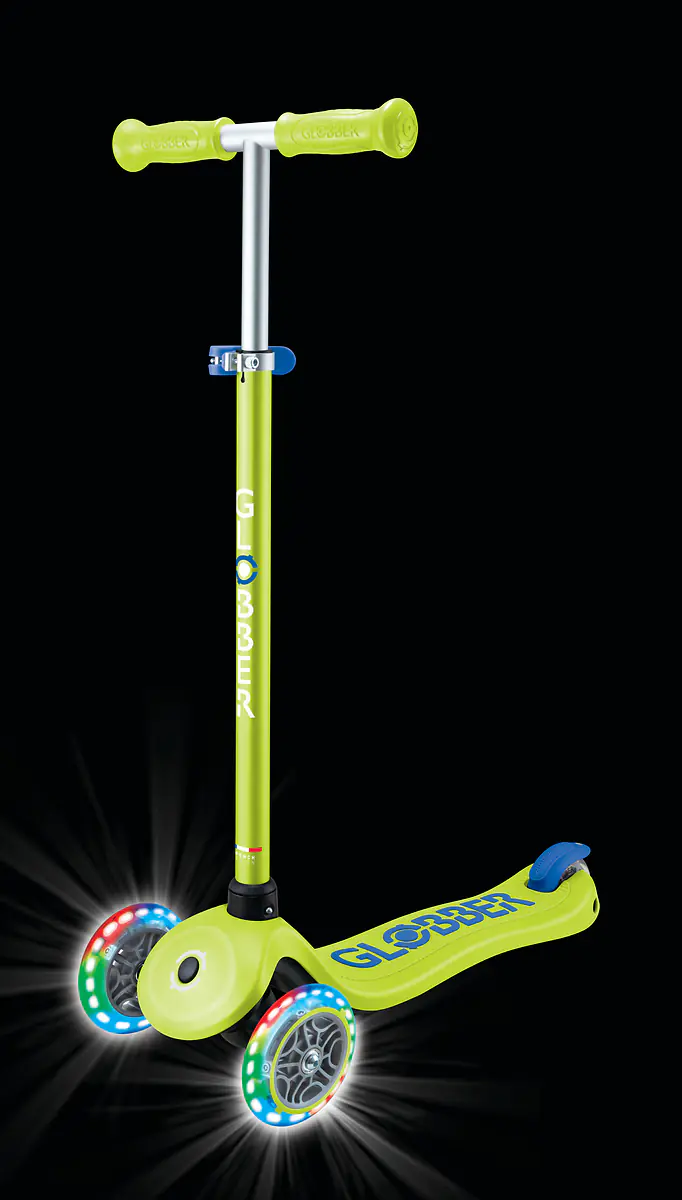 Globber Scooter für Kinder mit Leuchtrollen Primo Plus Lights neongelb